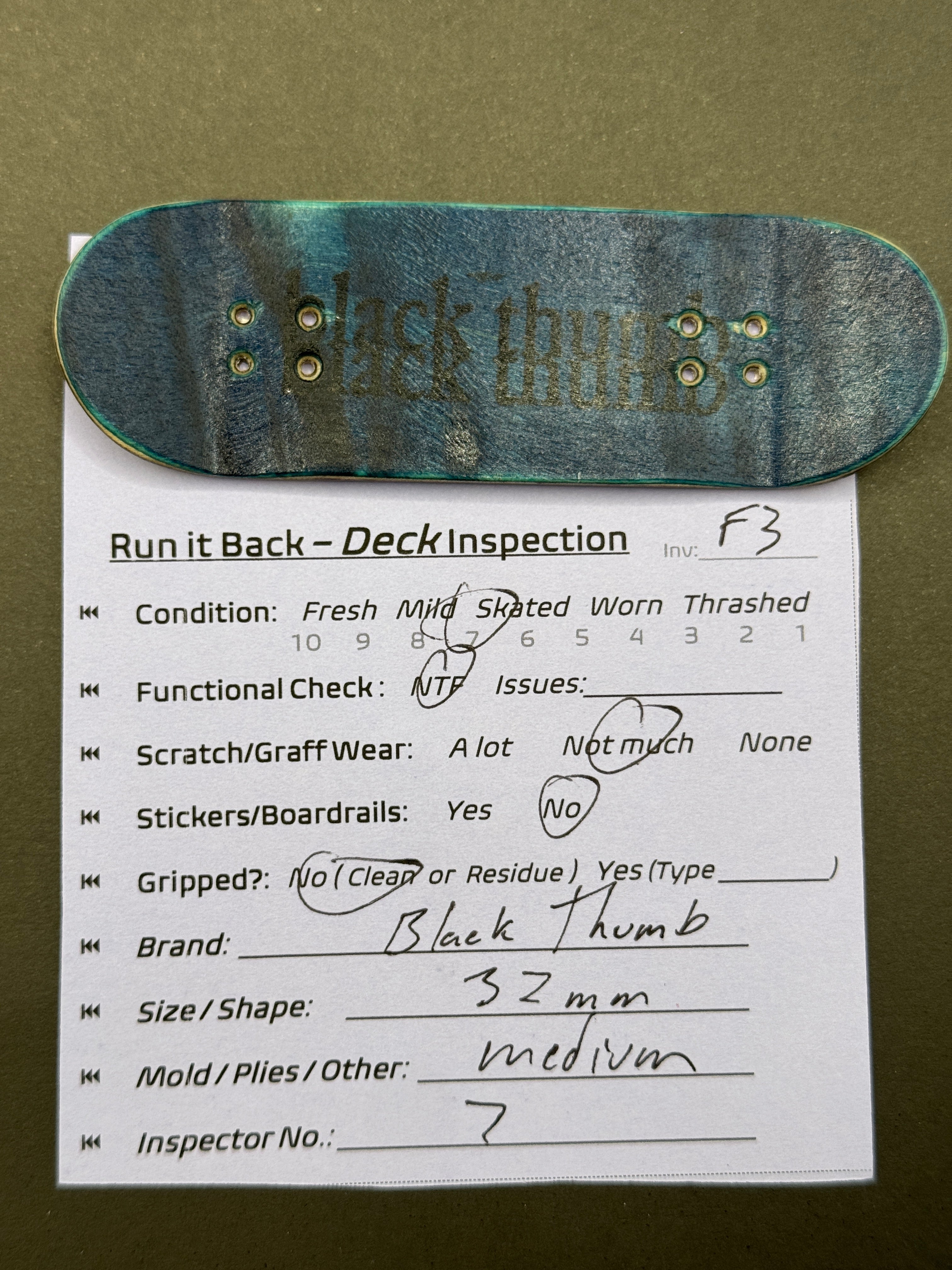 Black Thumb 32mm Deck - Mild/Skated (F3)