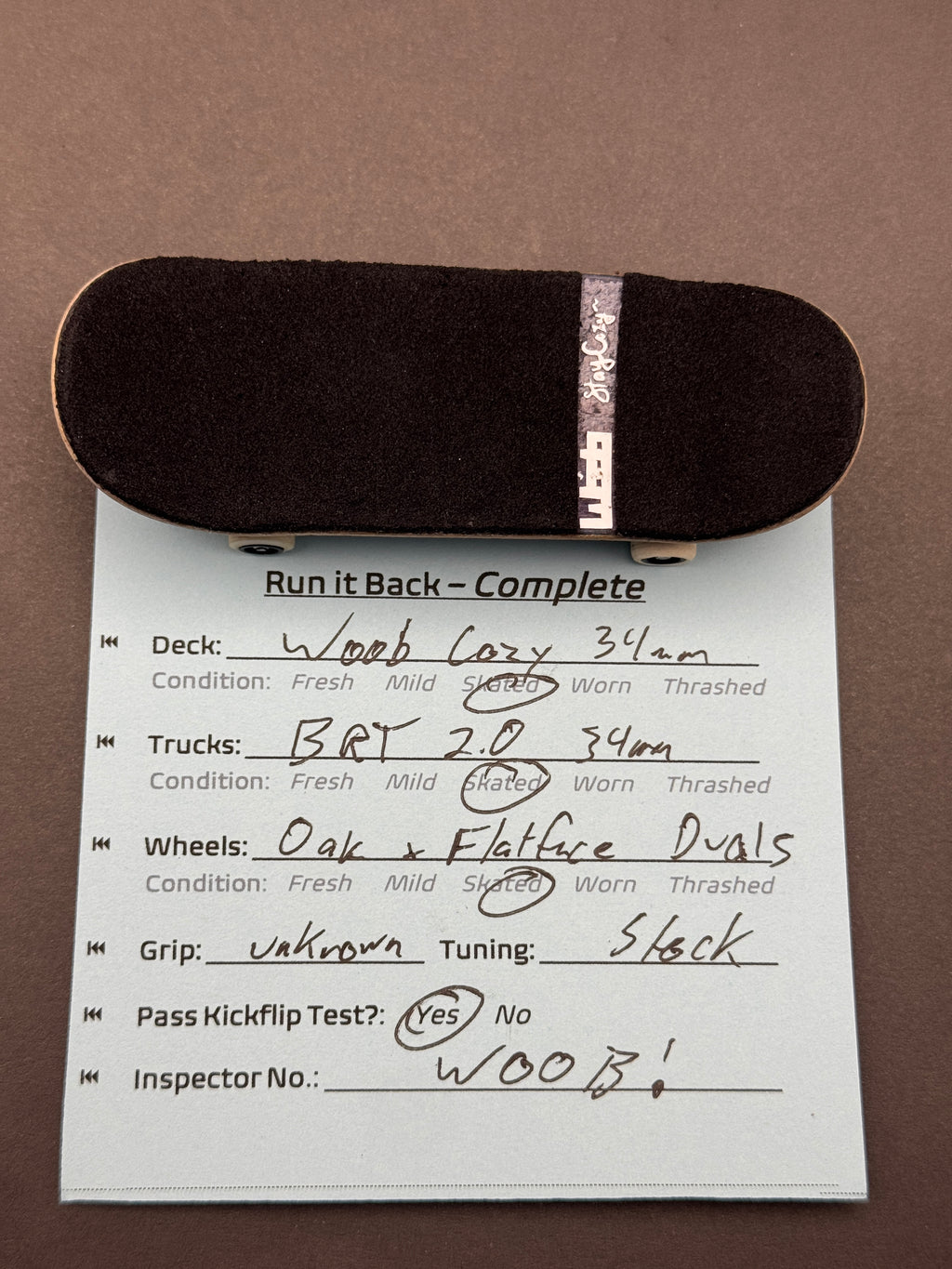 Woob Cozy 34mm / BRT 2.0 34mm / Oak x Flatface Duals - Skated Complete