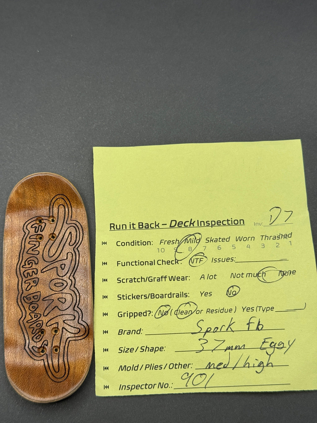 Spork FB 37mm Eggy Fingerboard Deck - mild