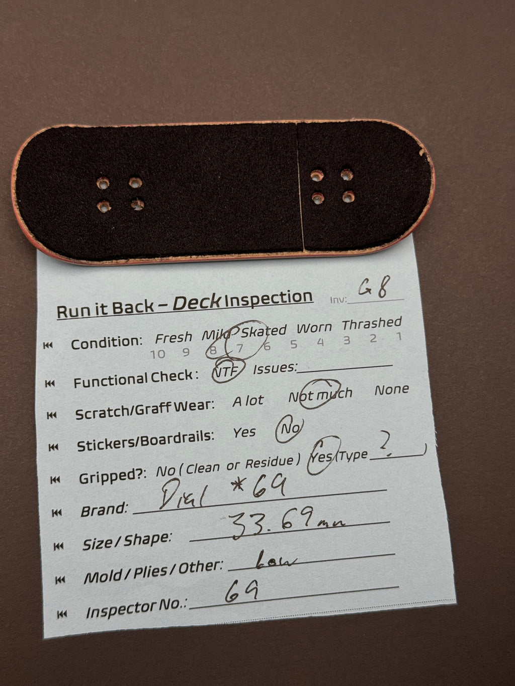 Dial *69 33.69mm Fingerboard Deck - Mild (G8)