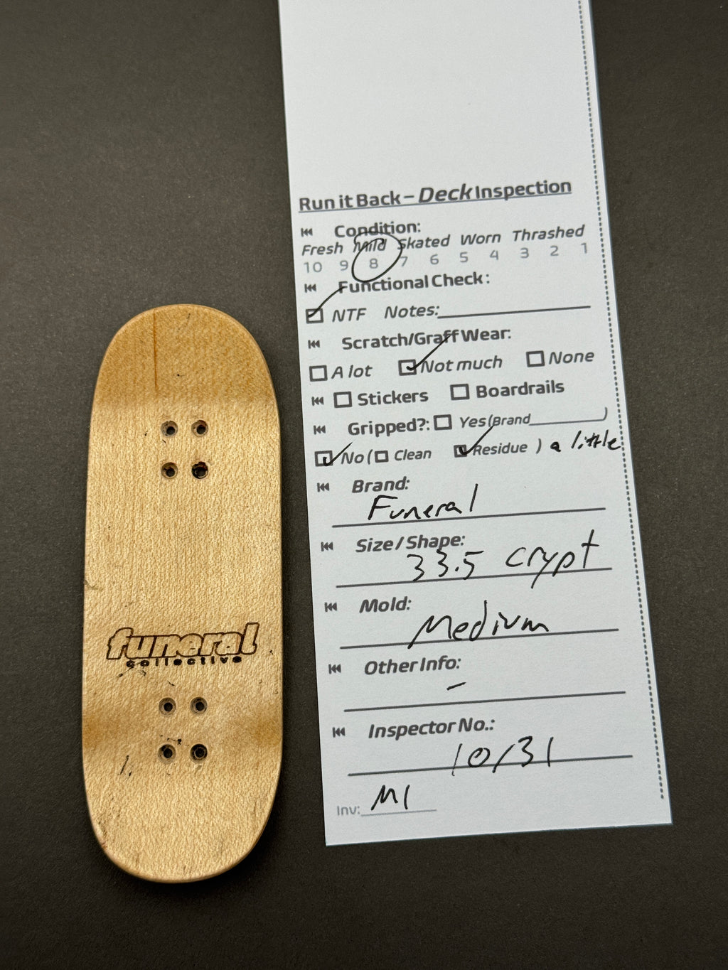 Funeral Collective 33.5mm Crypt Medium - inspection card