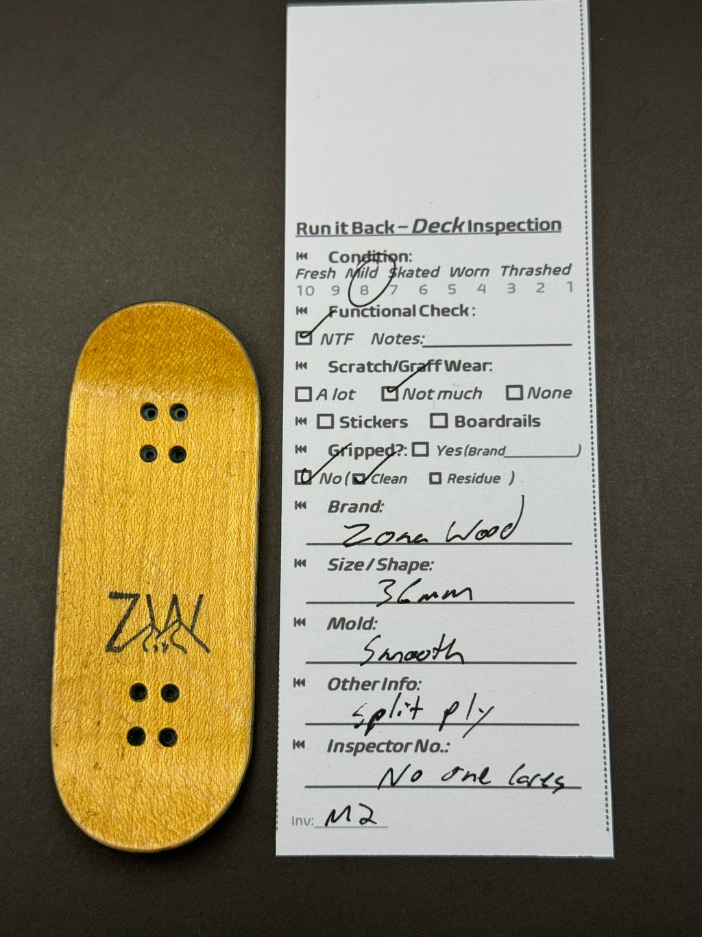 Zona Wood 36mm Smooth - inspection card
