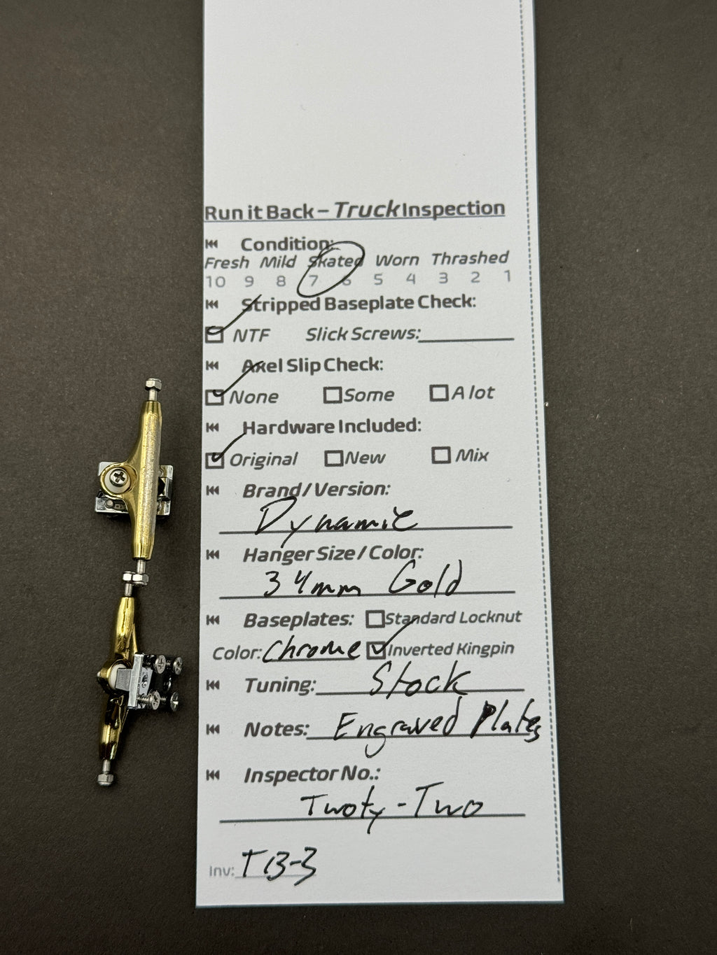 Dynamic 34mm Gold / Chrome – Skated – Inspection Card