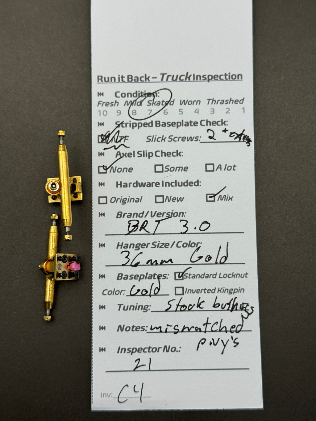 BRT 3.0 36mm Gold – Skated – Inspection Card