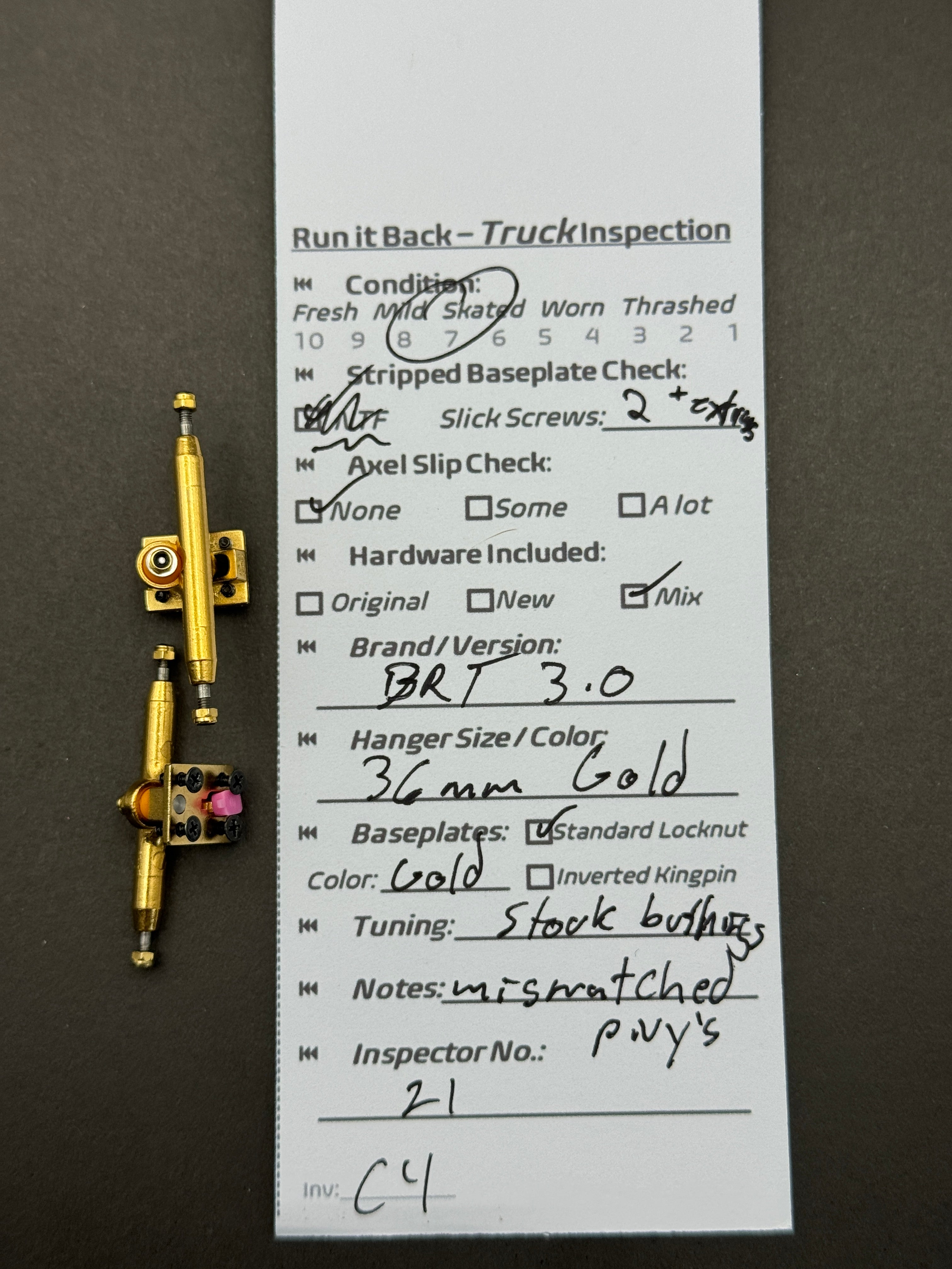 BRT 3.0 36mm Gold – Skated – Inspection Card