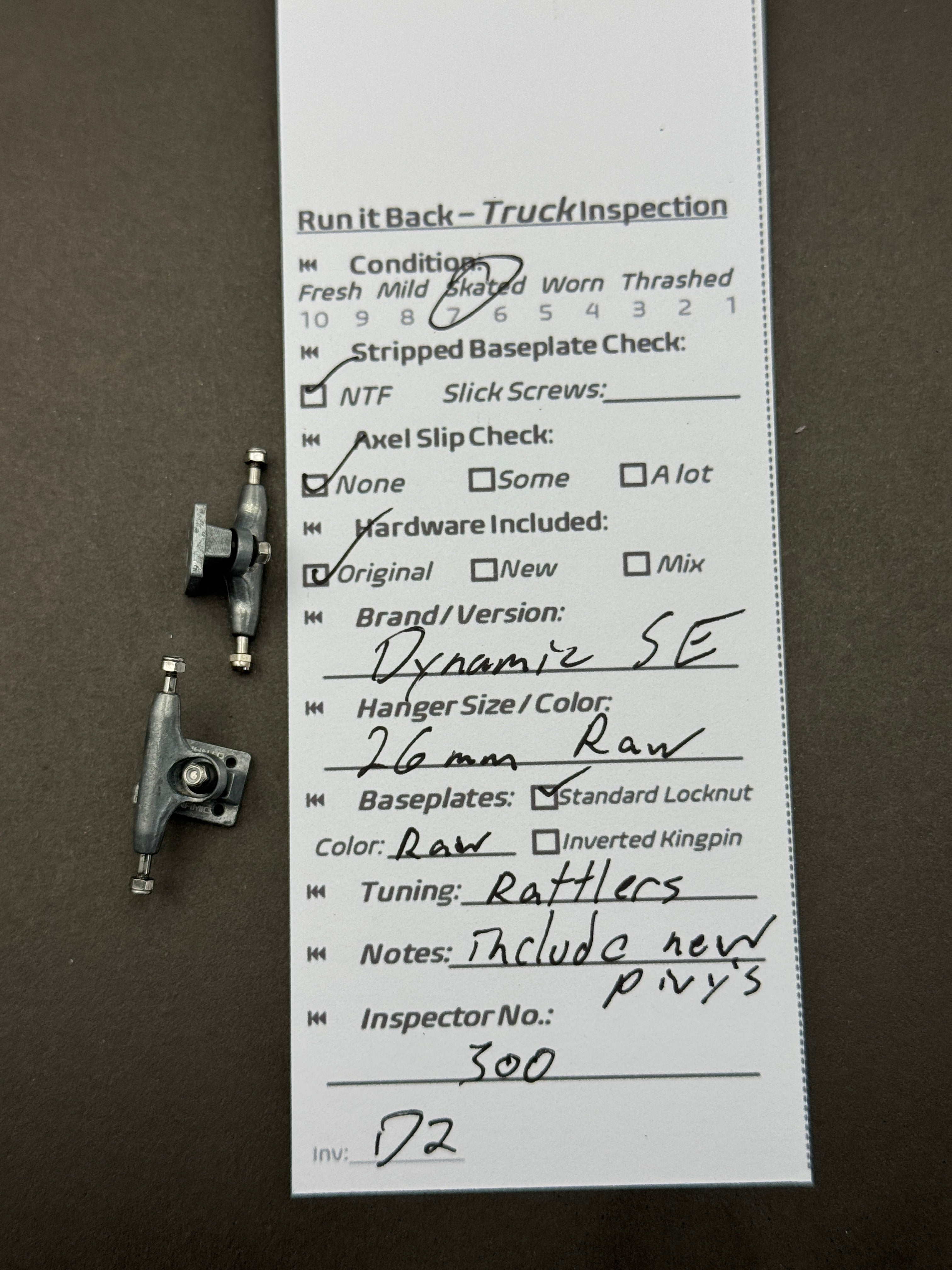 Dynamic SE 26mm Raw – Skated – Inspection Card
