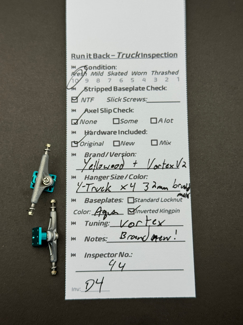 Yellowood + Vortex V2 32mm Brushed Metal / Aqua – Fresh – Inspection Card