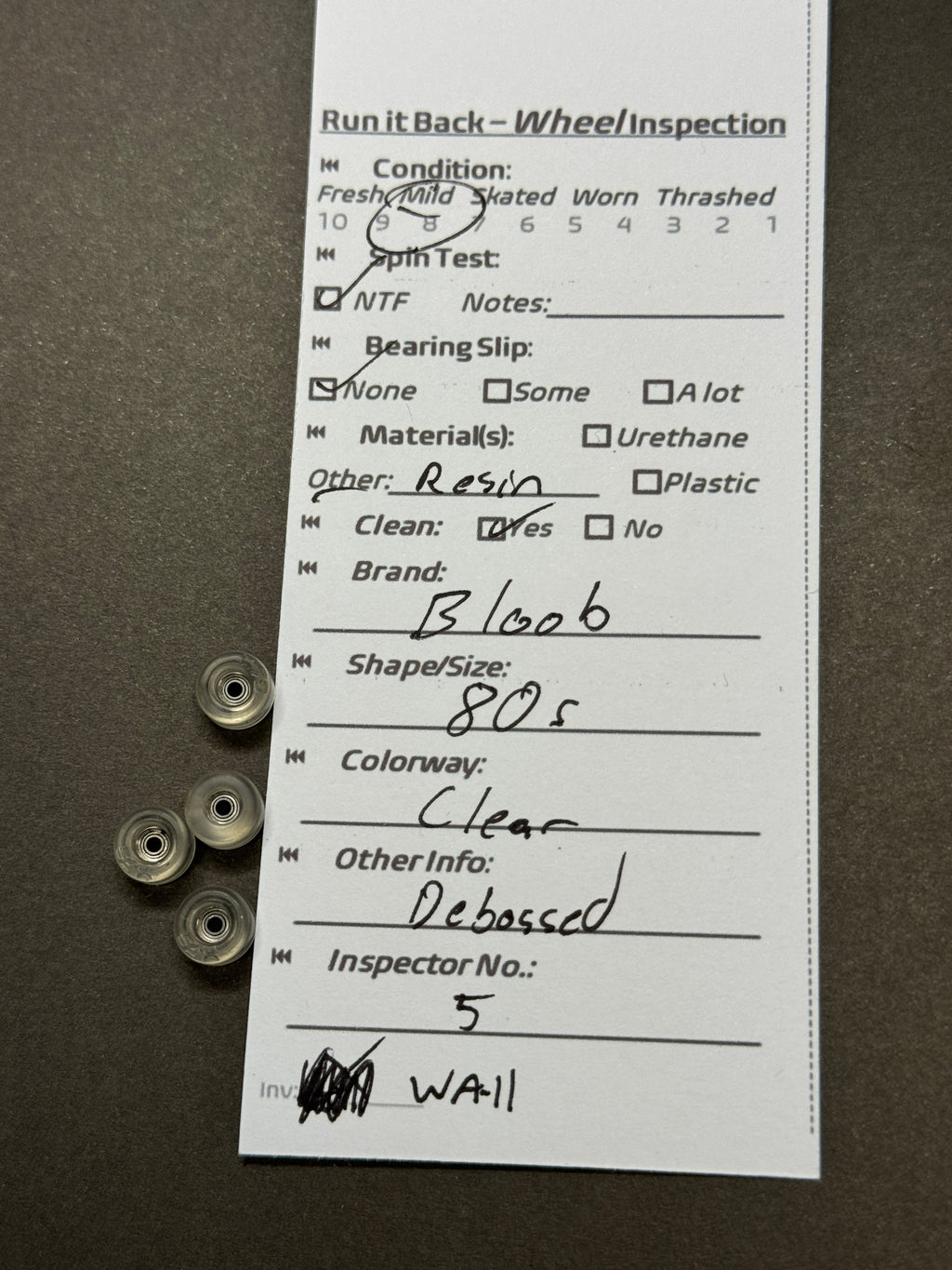 Blob 80s Clear inspection card