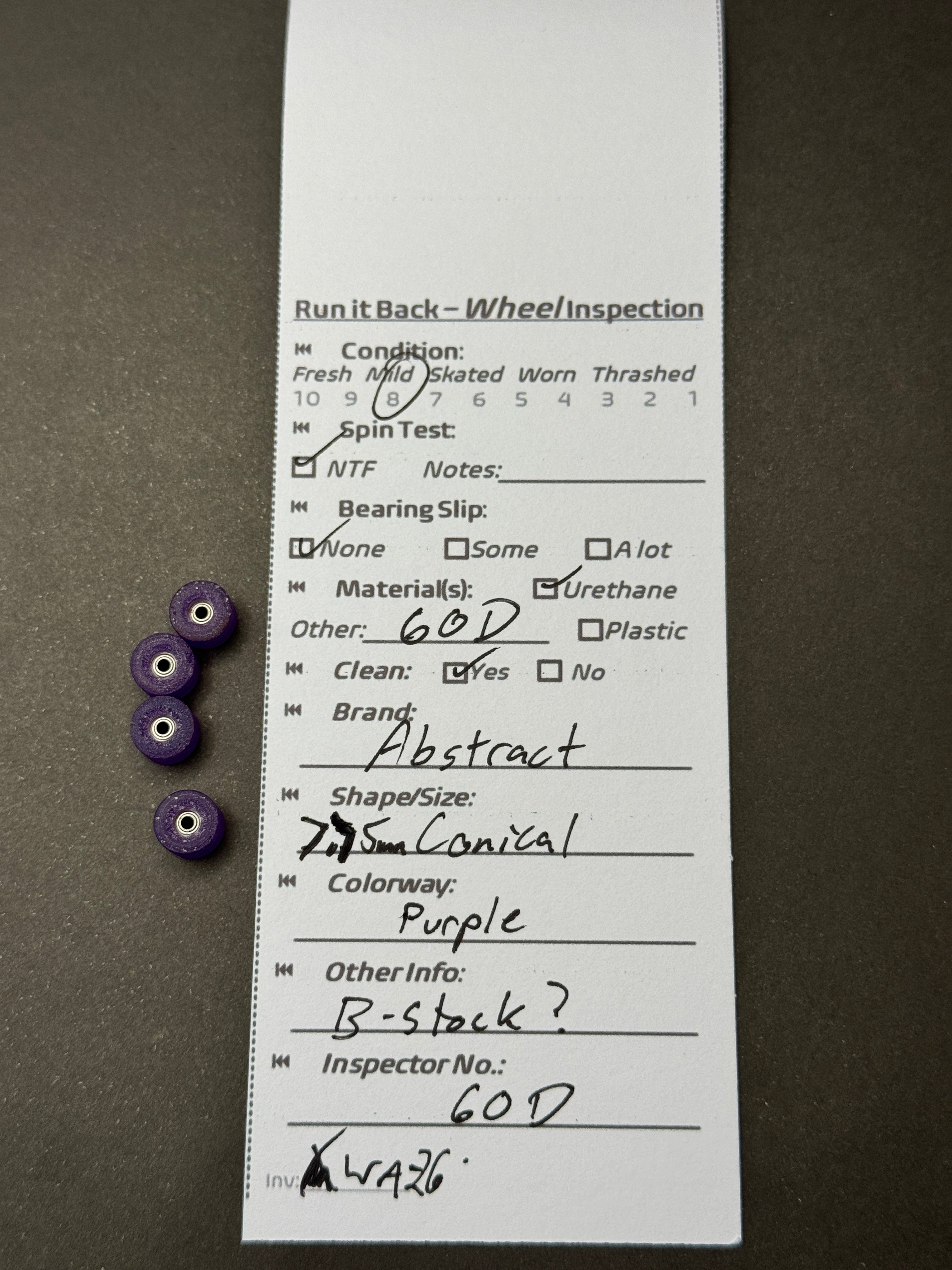 Abstract 7.75mm Conical Purple inspection card