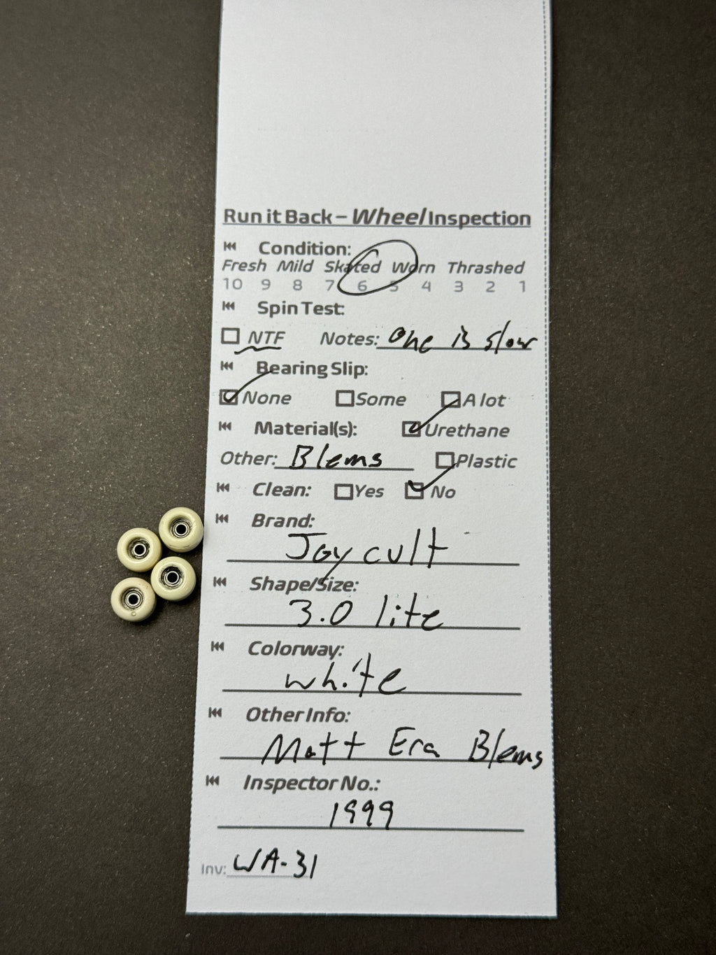 Joycult 3.0 Lite White inspection card
