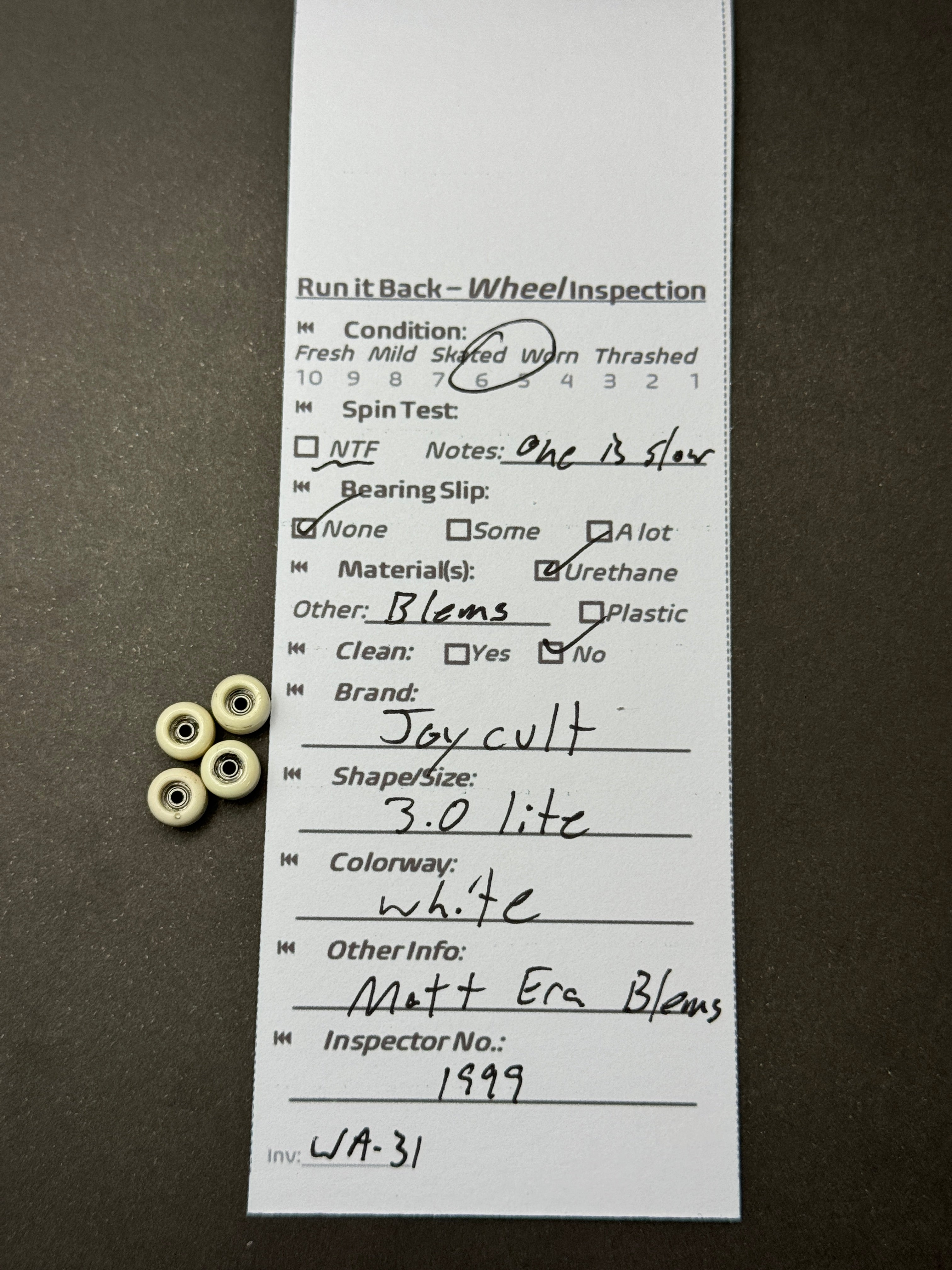 Joycult 3.0 Lite White inspection card
