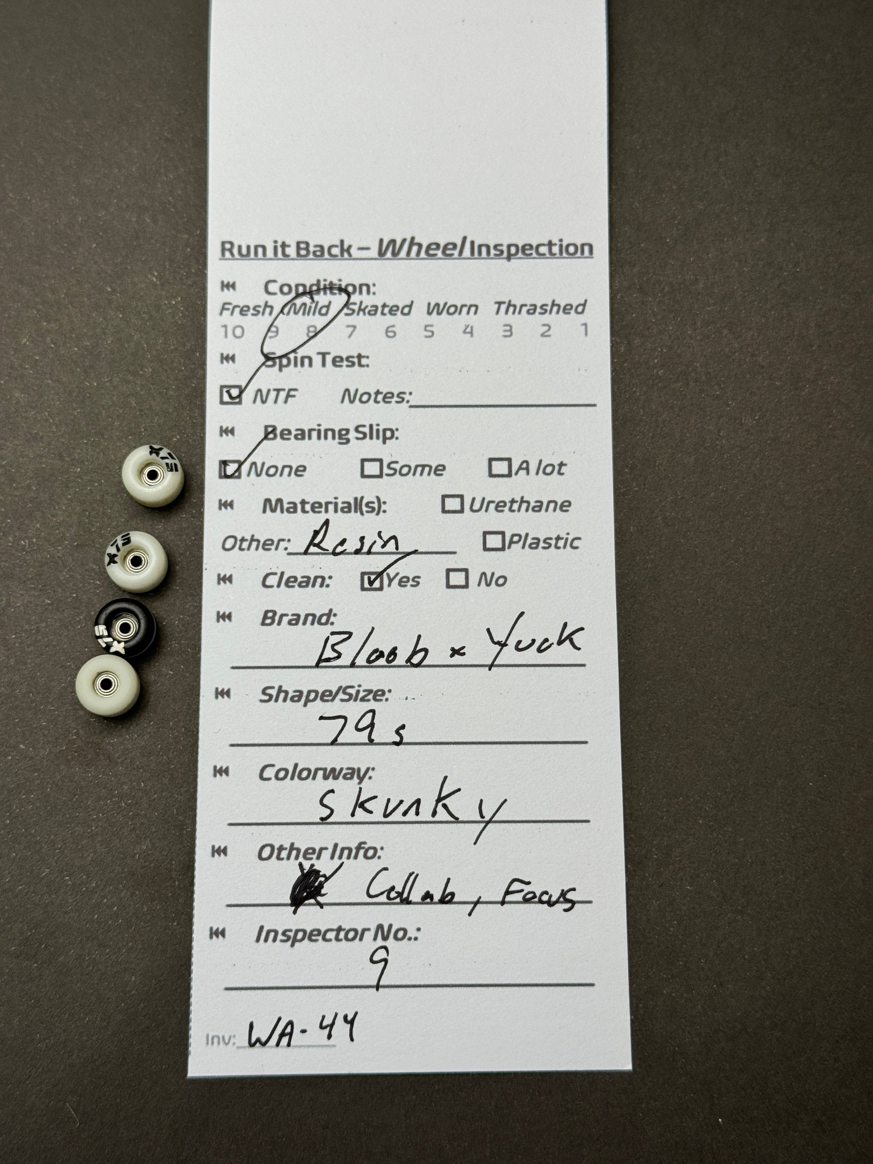 Bloob x Yuck 79s Skunky inspection card
