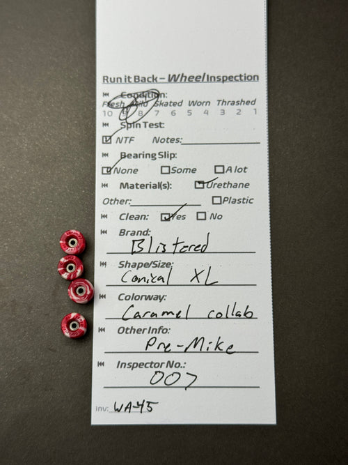 Blistered Conical XL Caramel Collab inspection card