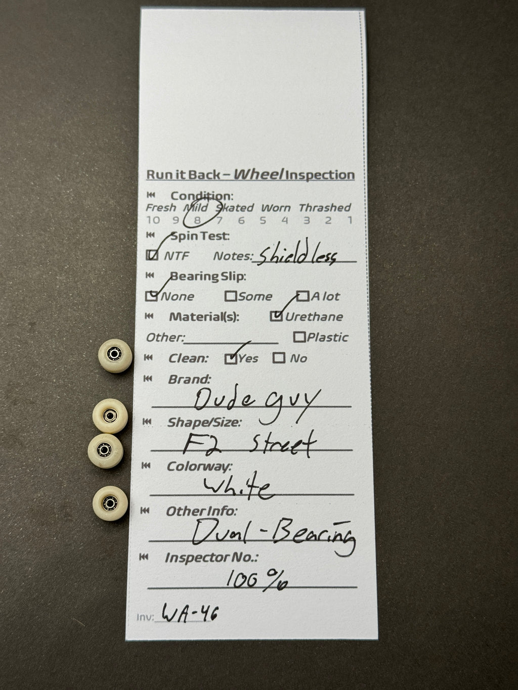 Dudeguy F2 Street White inspection card