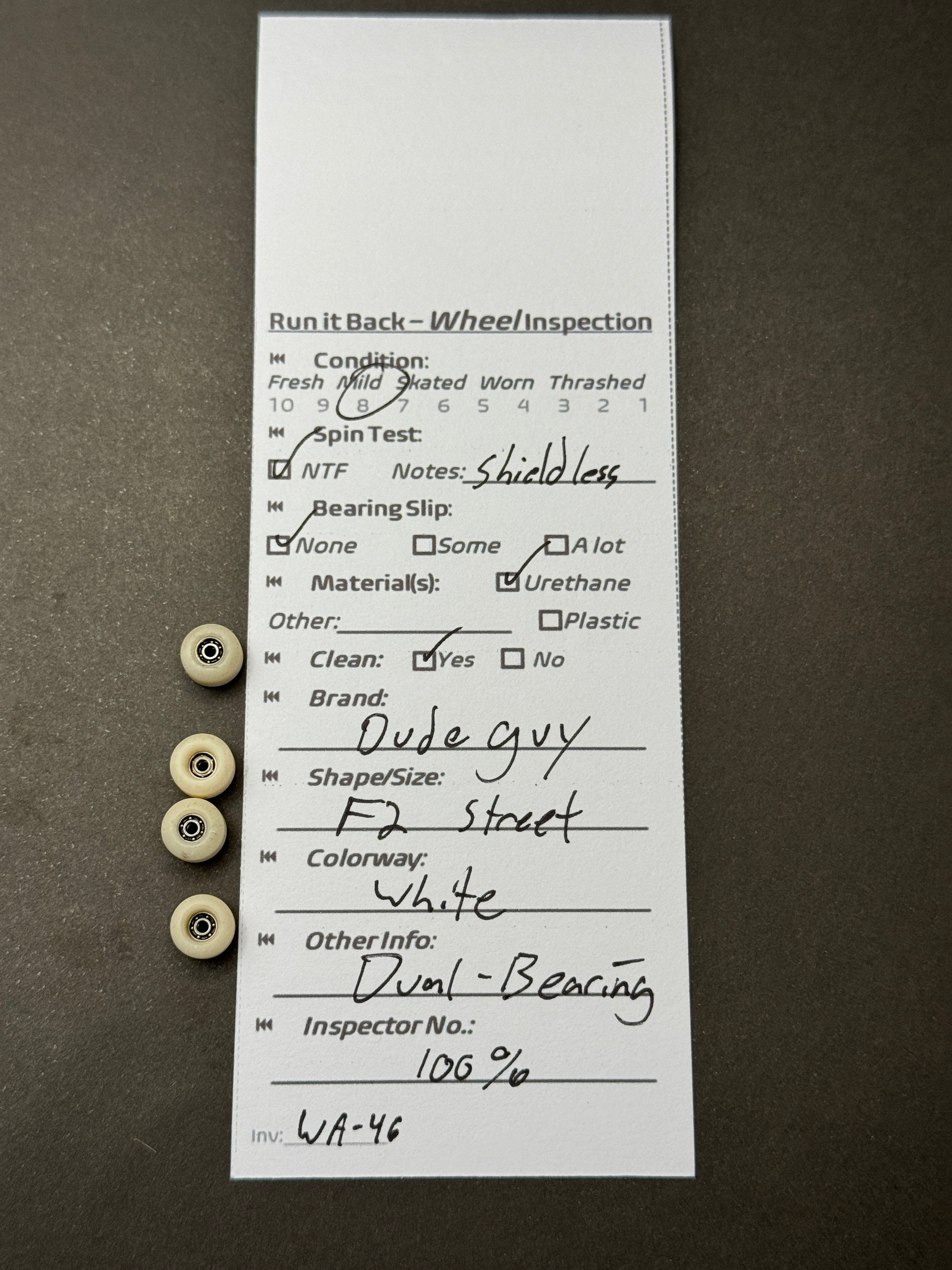 Dudeguy F2 Street White inspection card