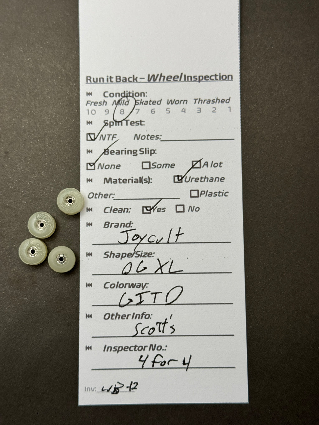 Joycult OG XL GITD inspection card