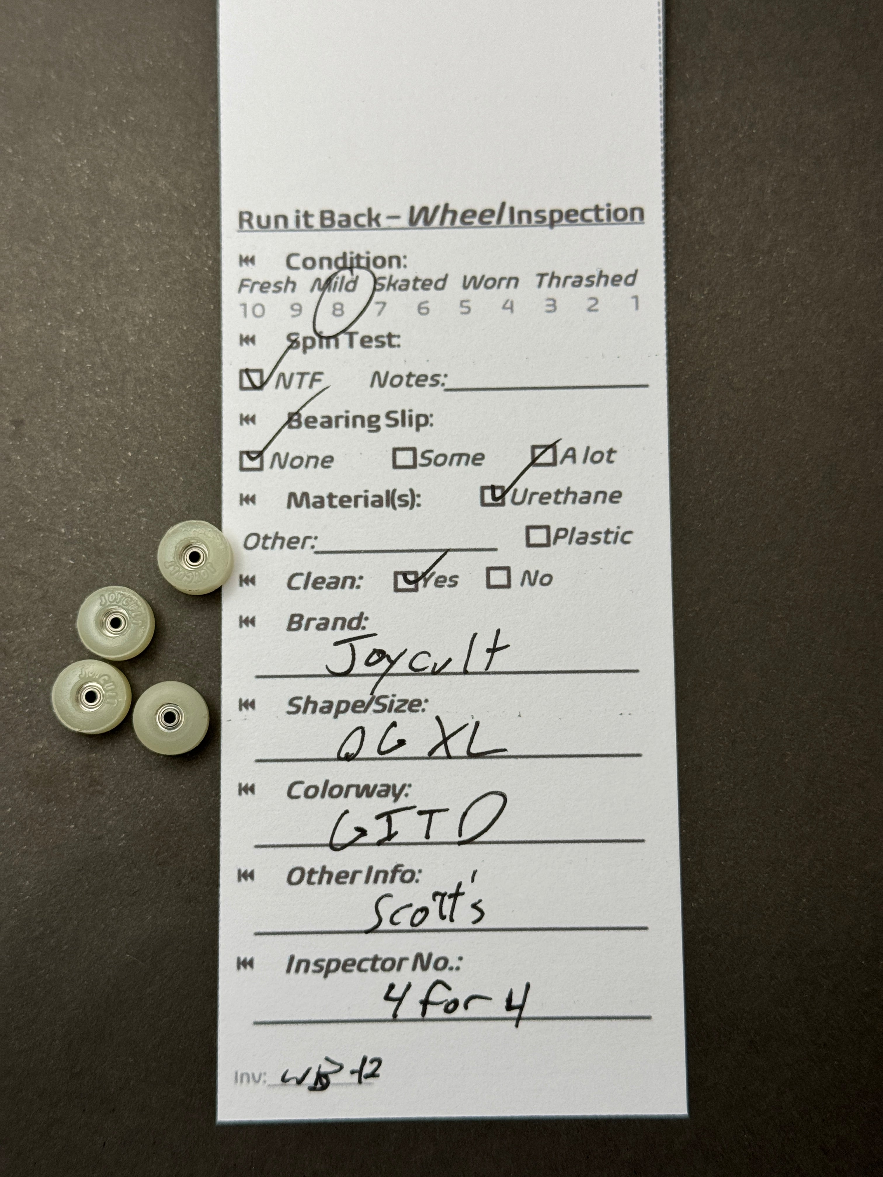 Joycult OG XL GITD inspection card