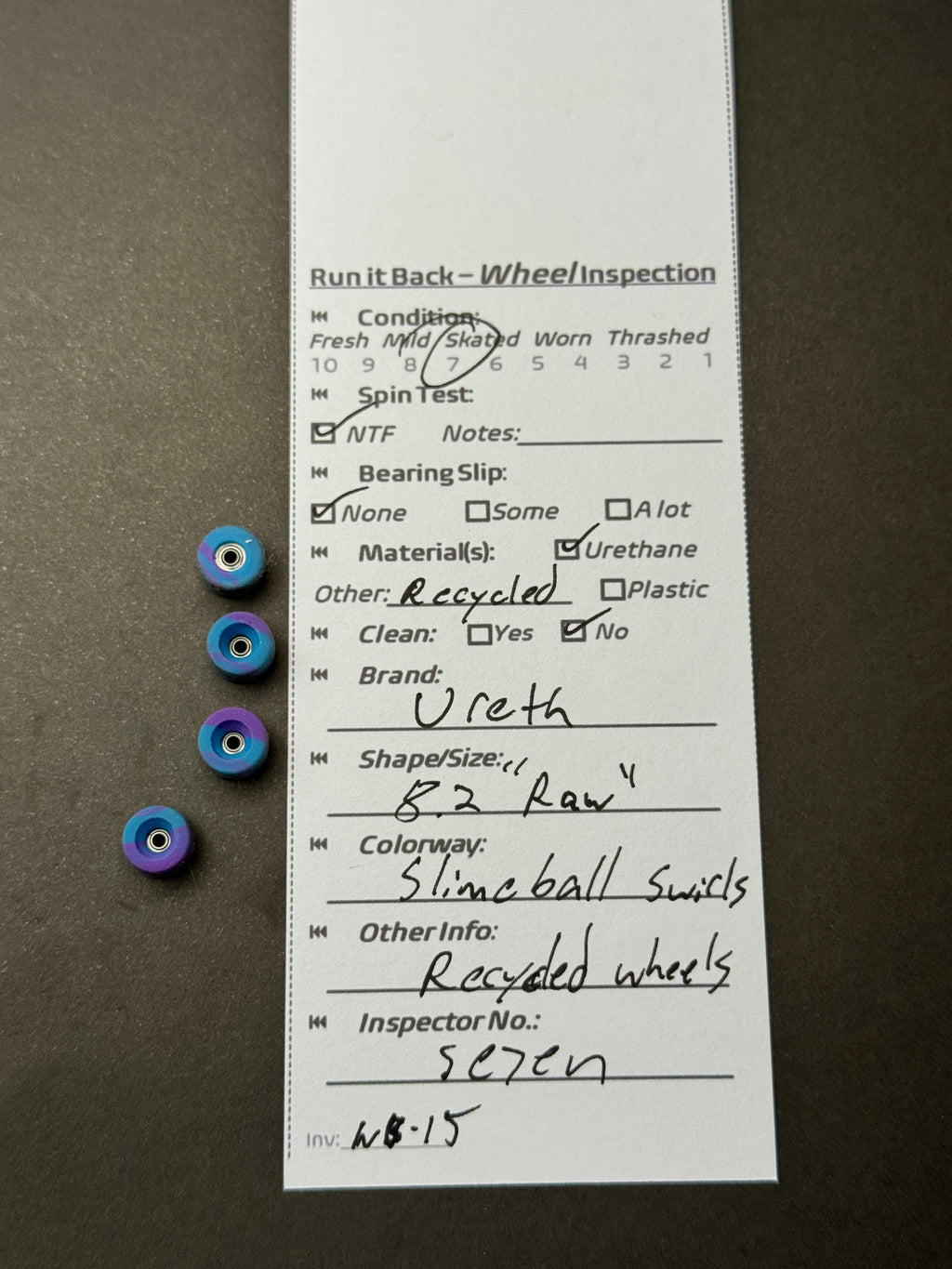 Ureth B2 Raw Slimeball Swirls inspection card