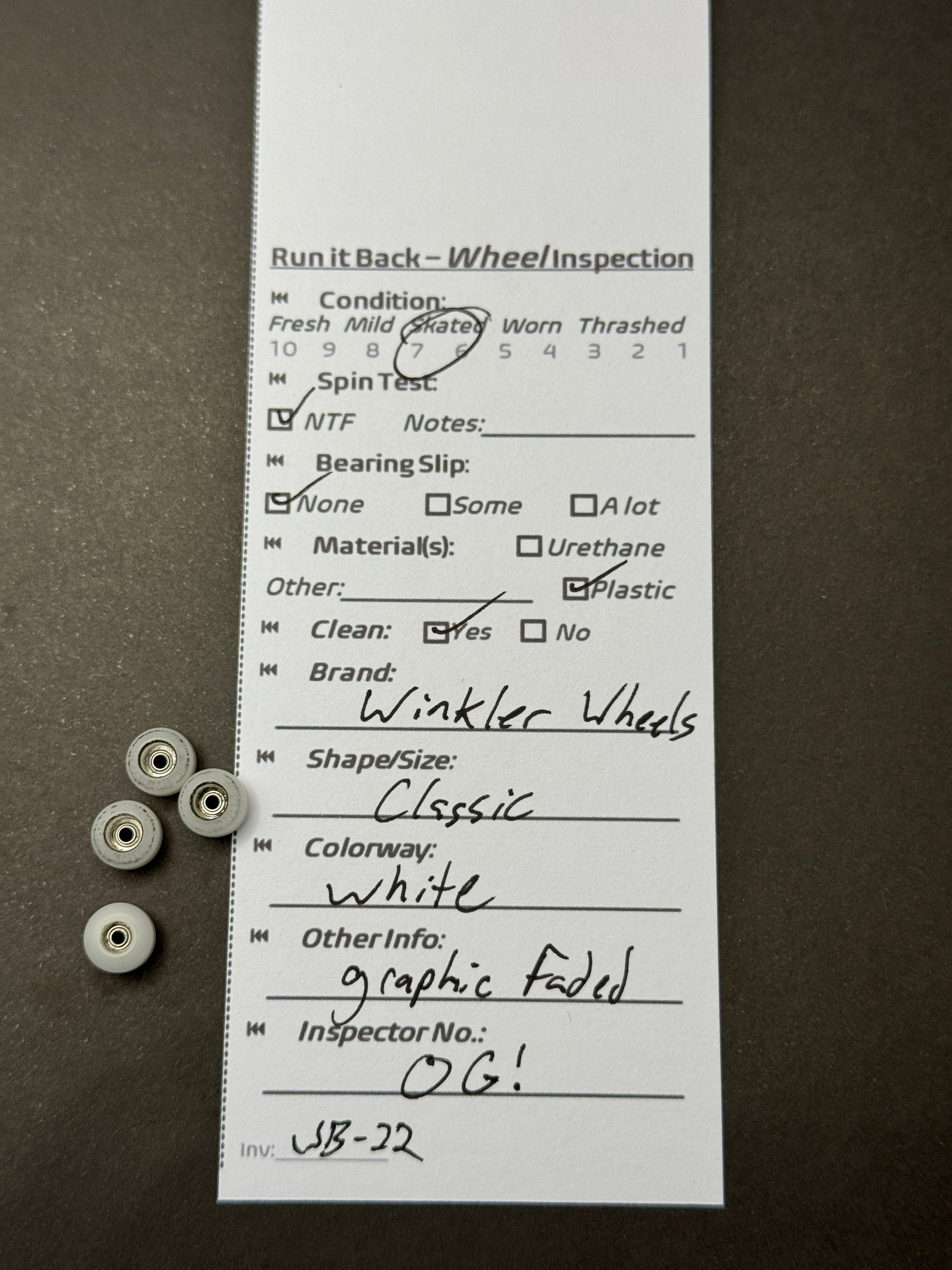 Winkler Wheels Classic White inspection card