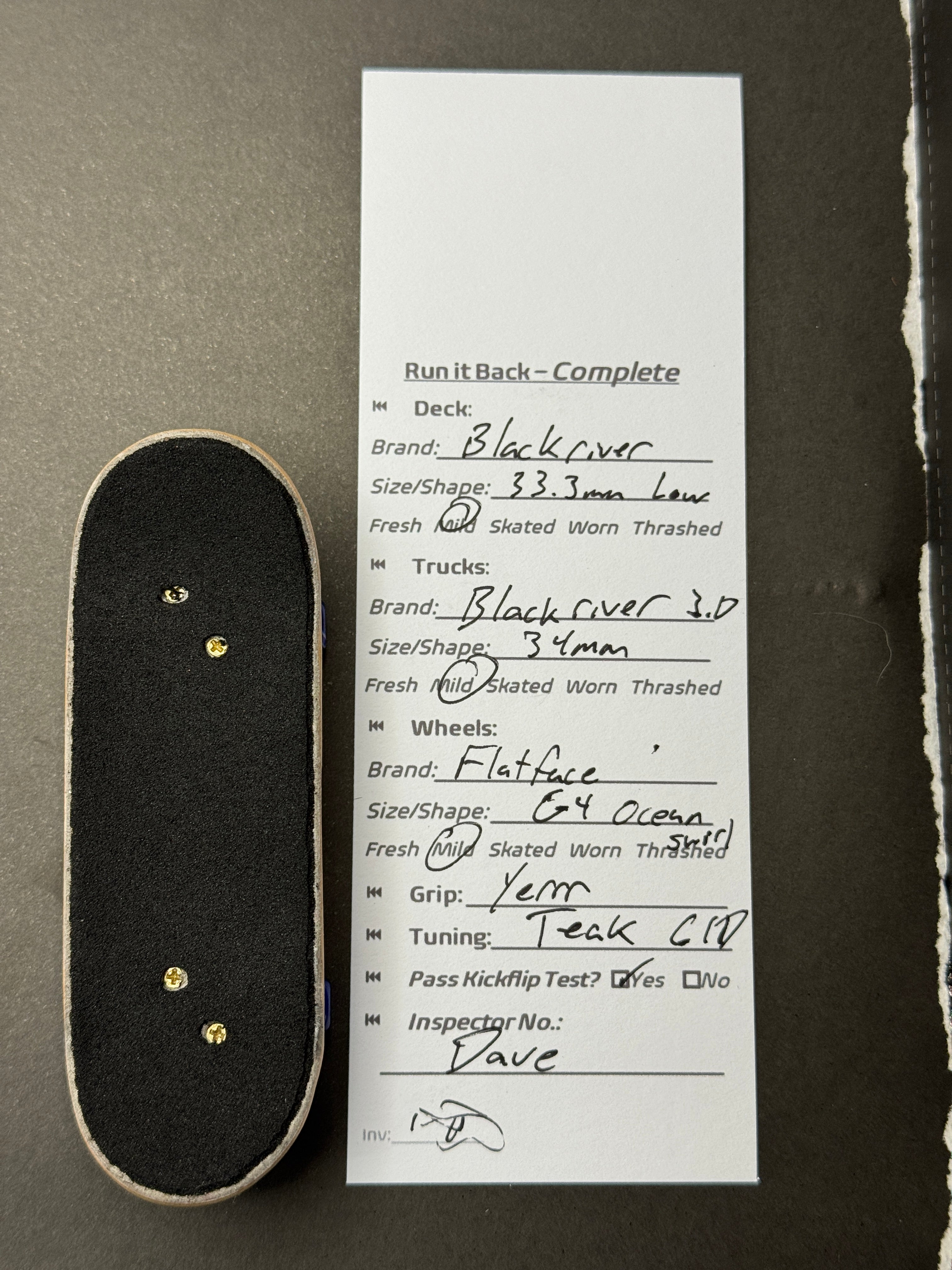 Blackriver complete inspection card