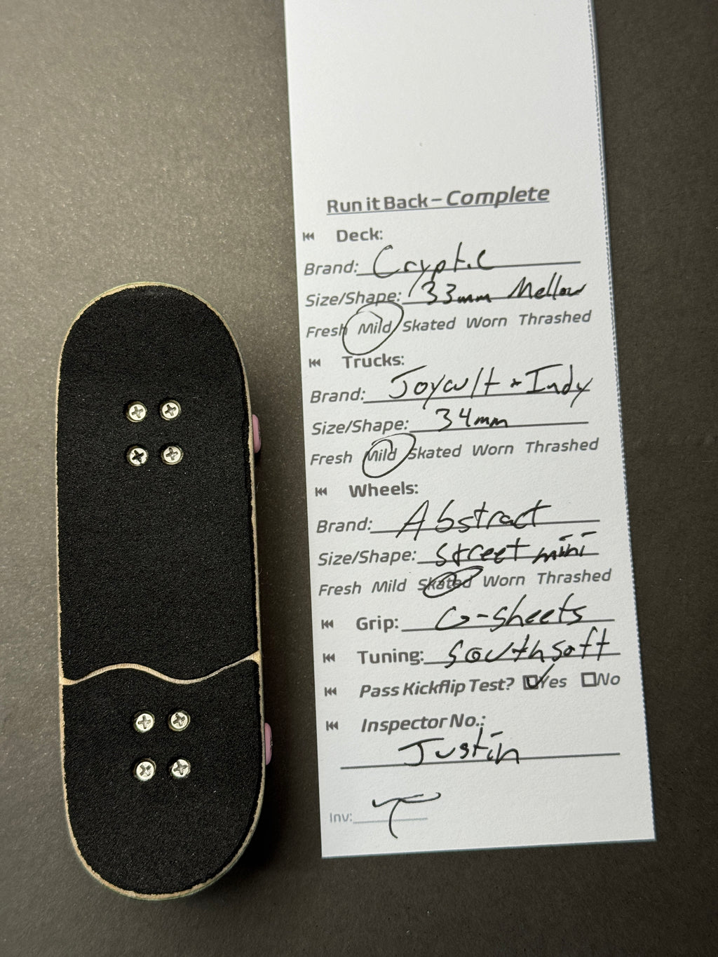 Cryptic complete inspection card