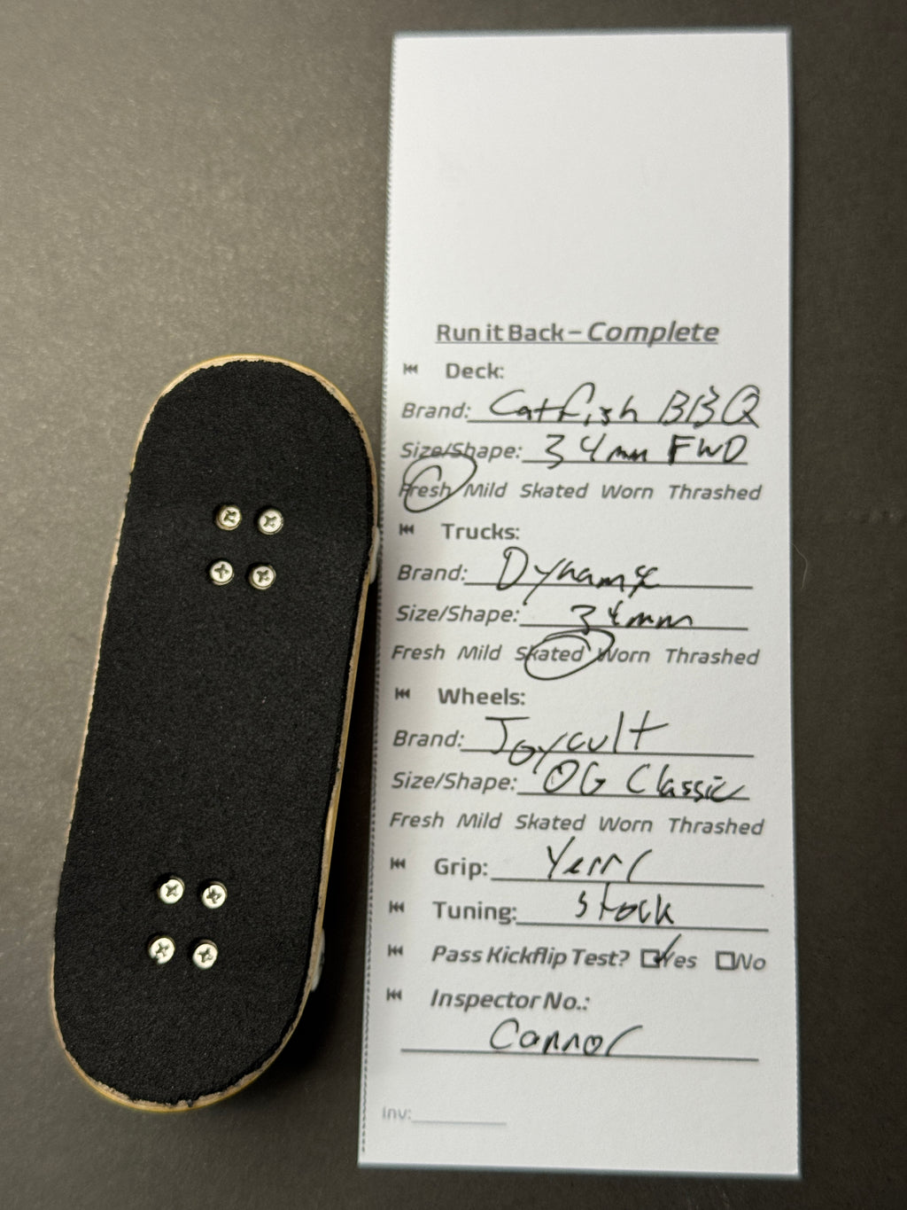 Catfish BBQ complete inspection card