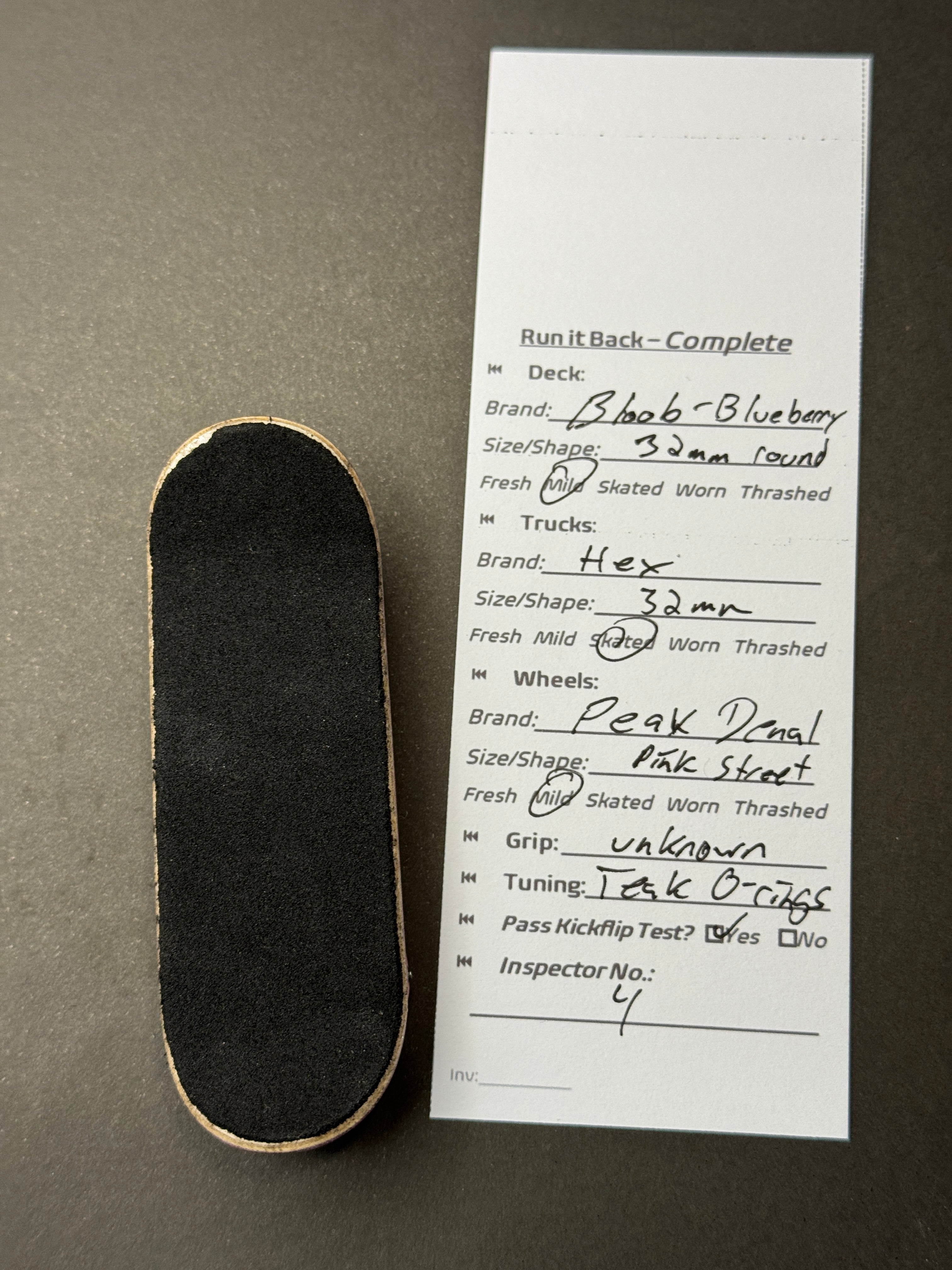 Bloob Blueberry complete inspection card