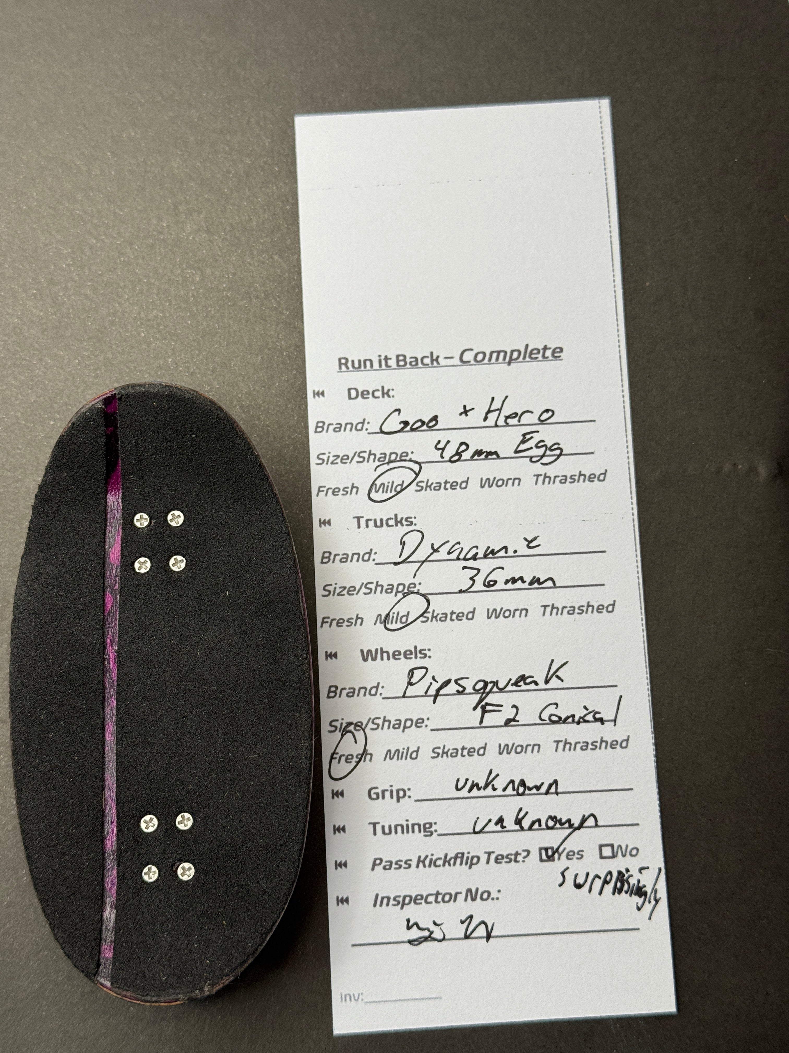 Goo x Heroin complete inspection card