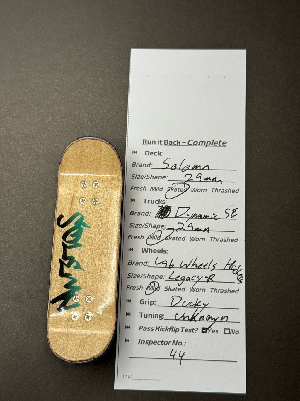 Salema complete inspection card