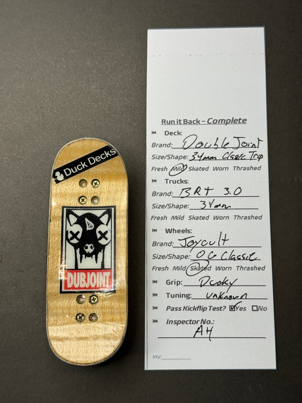 Double Joint complete inspection card
