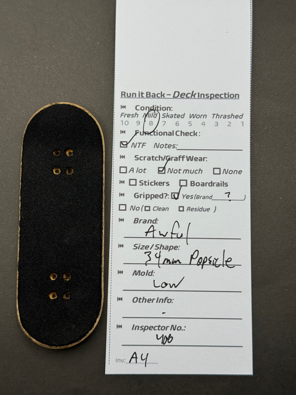 Awful 34mm Popsicle Low - Mild - inspection card