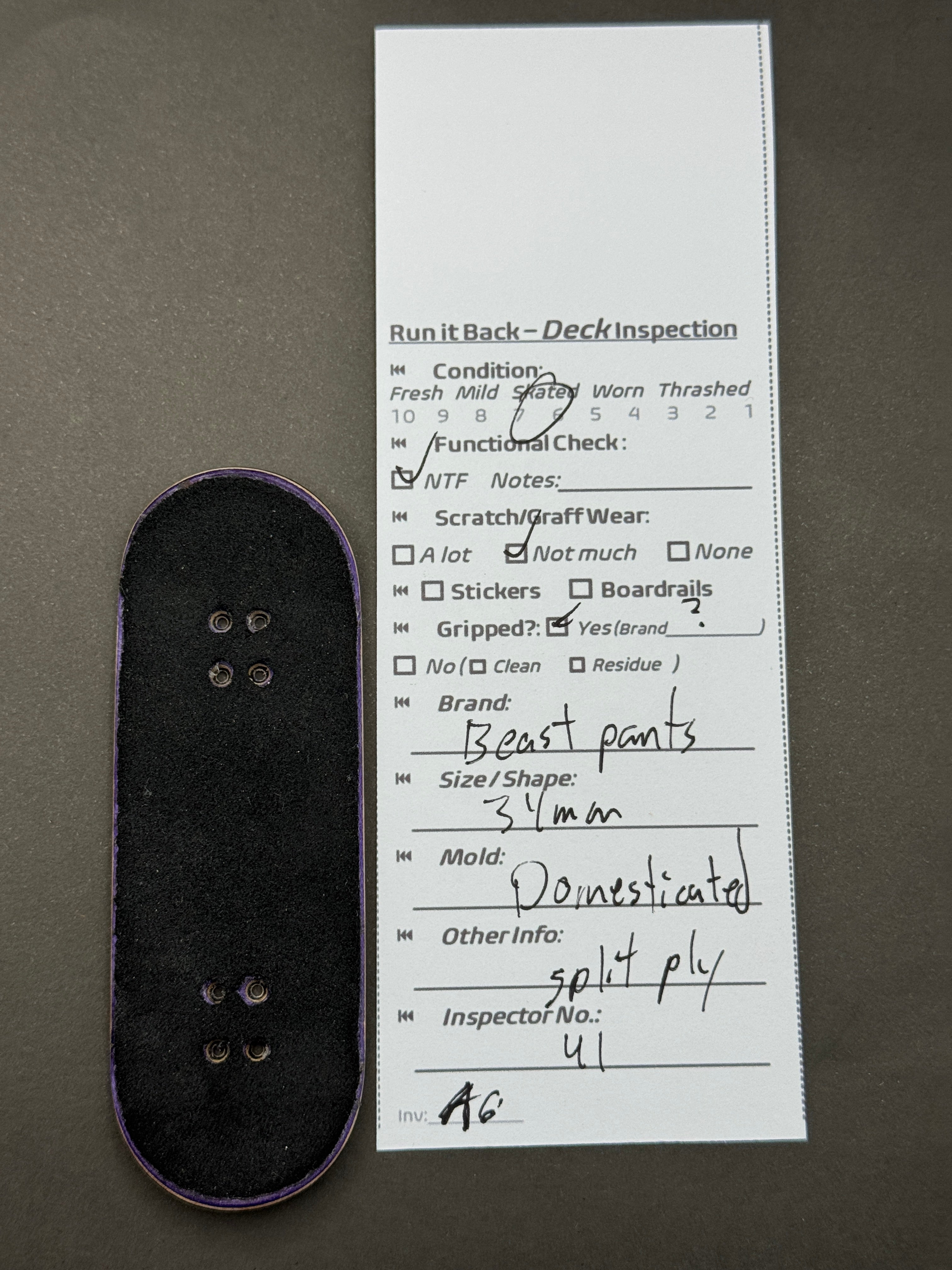 Beast Pants 34mm Domesticated - Skated - inspection card