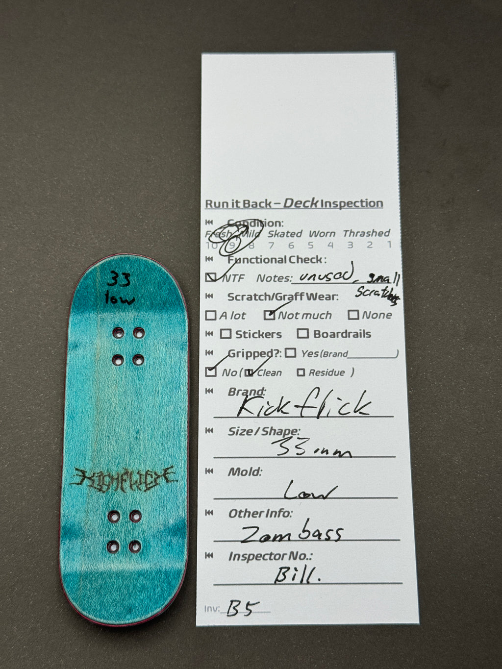 Kickflick 33mm Low - Mild - inspection card