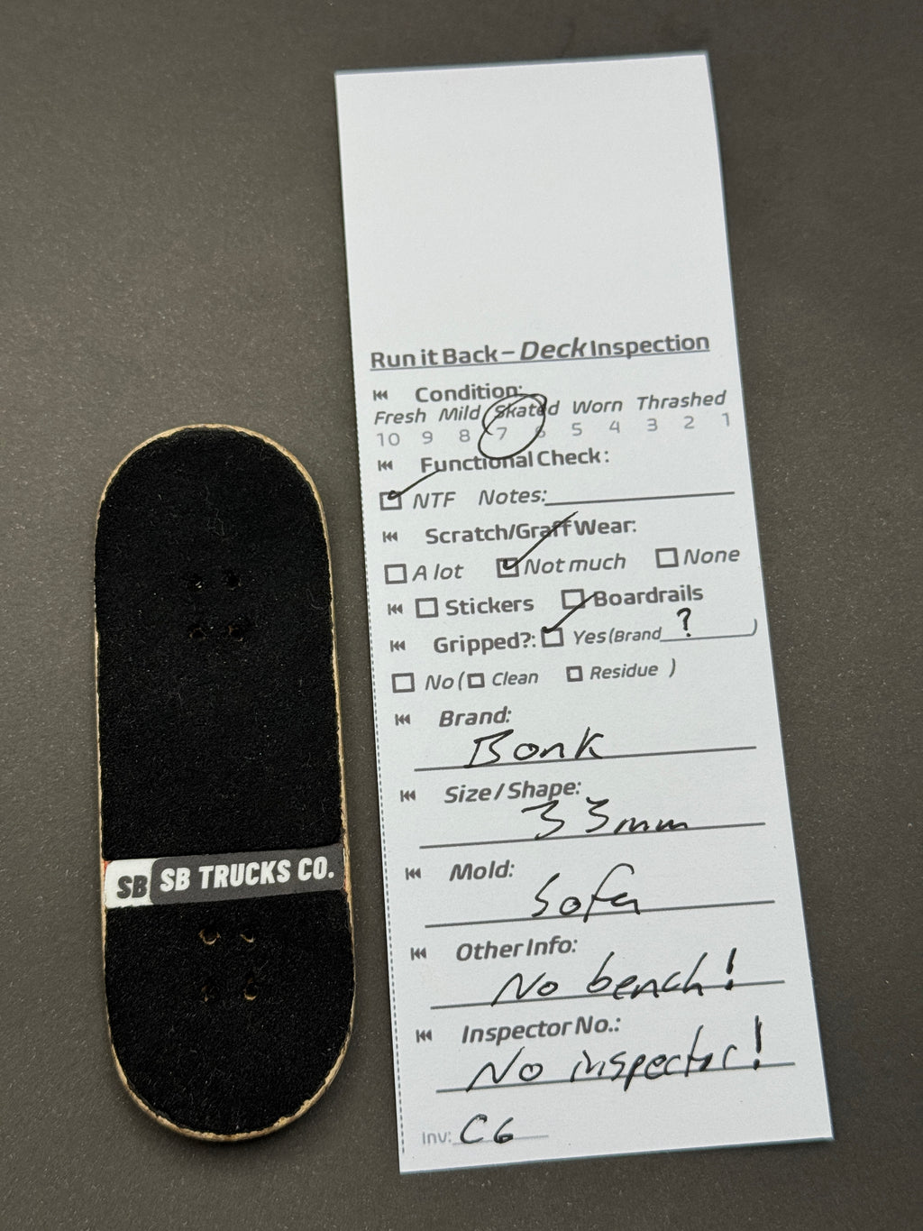 Bonk 33mm Sofa - Skated - inspection card