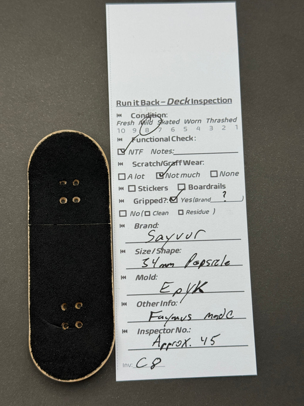 Sayvur 34mm Popsicle Epyk - Mild - inspection card