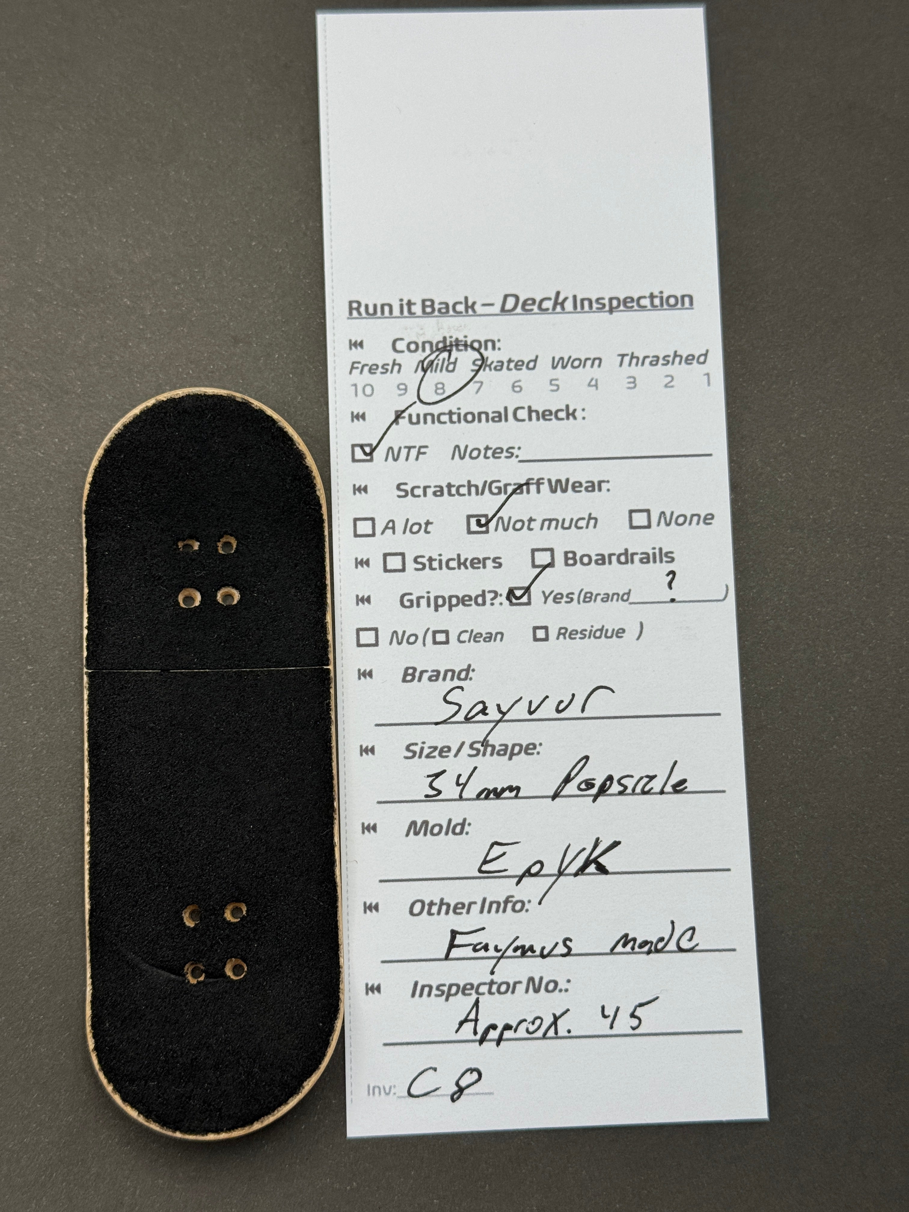 Sayvur 34mm Popsicle Epyk - Mild - inspection card