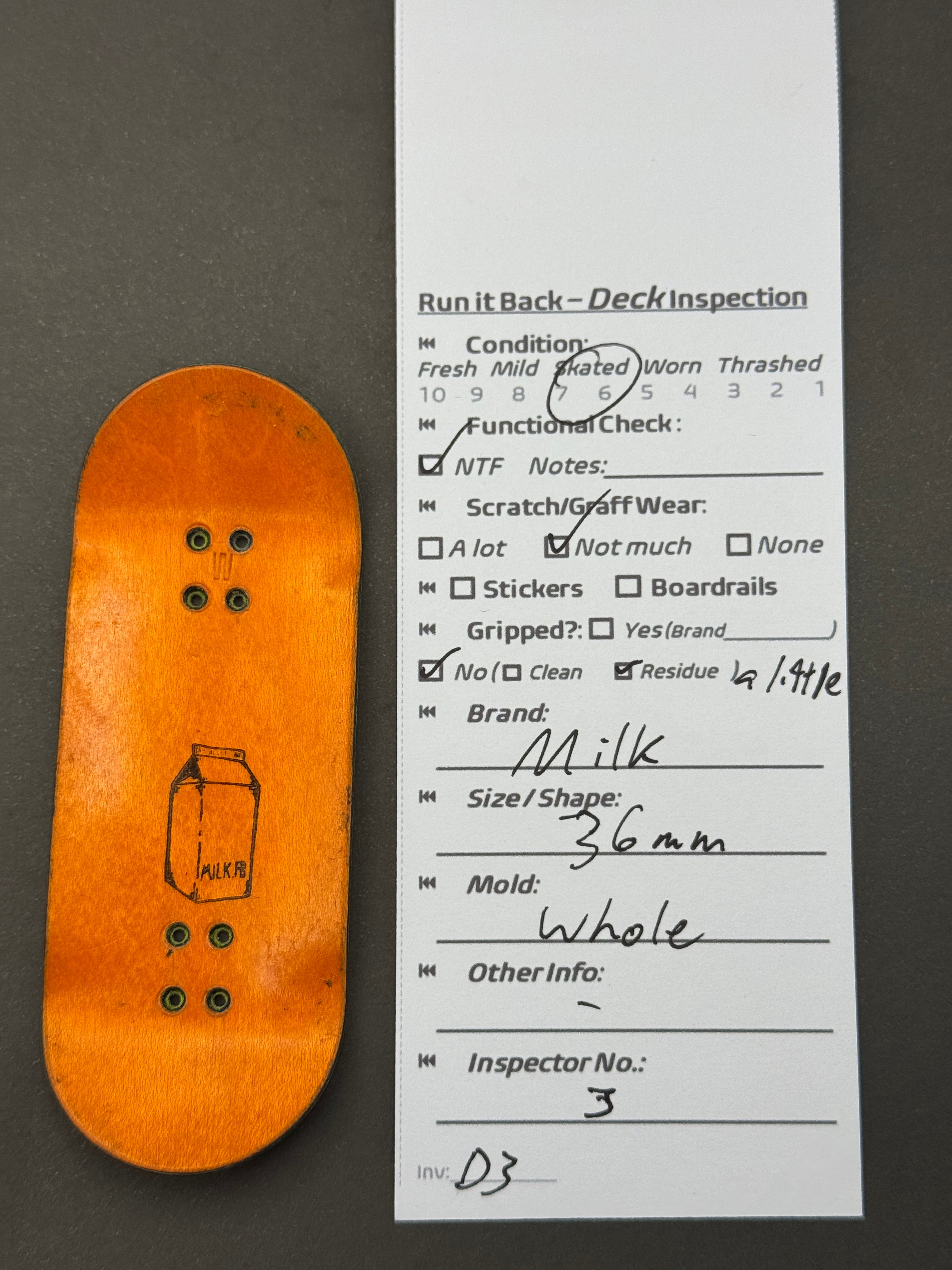 Milk FB 36mm Whole - Skated - inspection card