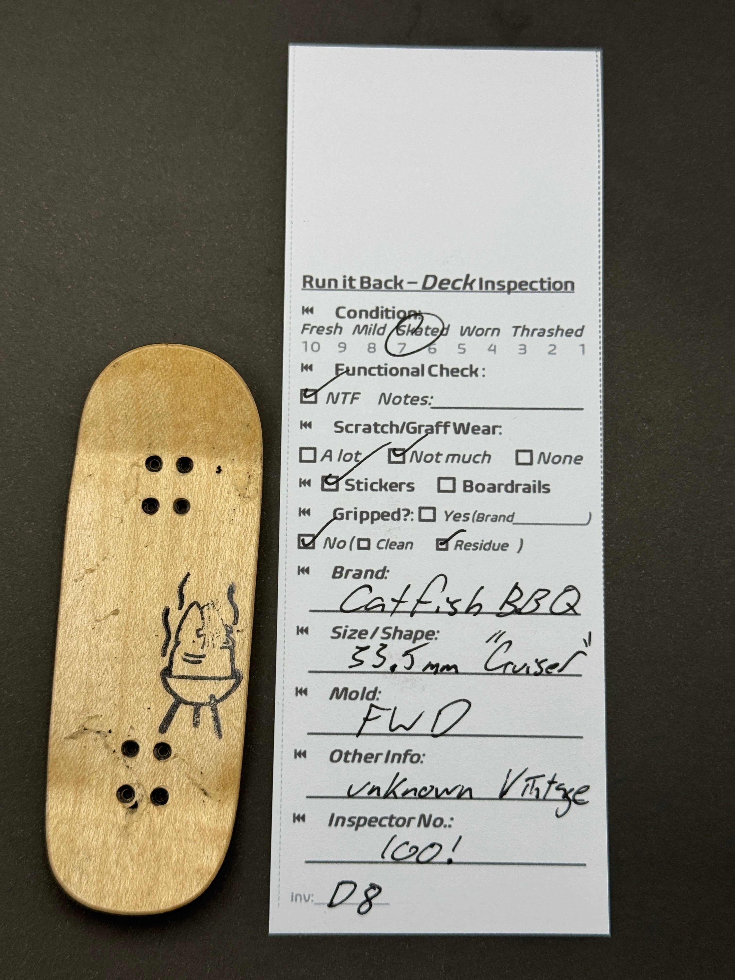 Catfish BBQ 33.5mm Cruiser FWD - Skated - inspection card