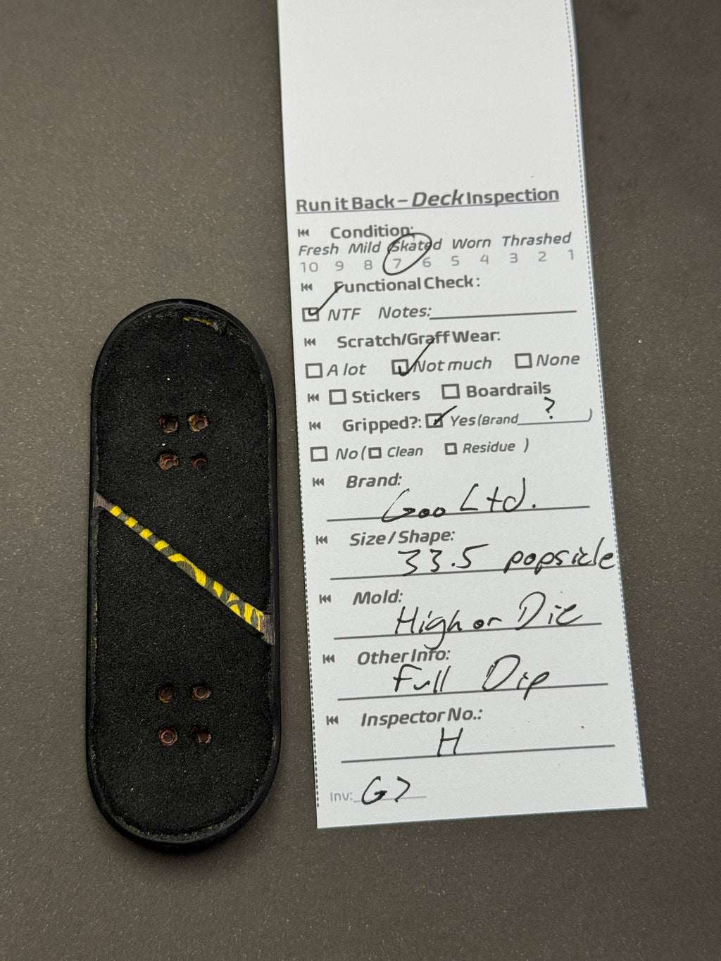 Goo Ltd. 33.5mm Popsicle High or Dic - Skated - inspection card