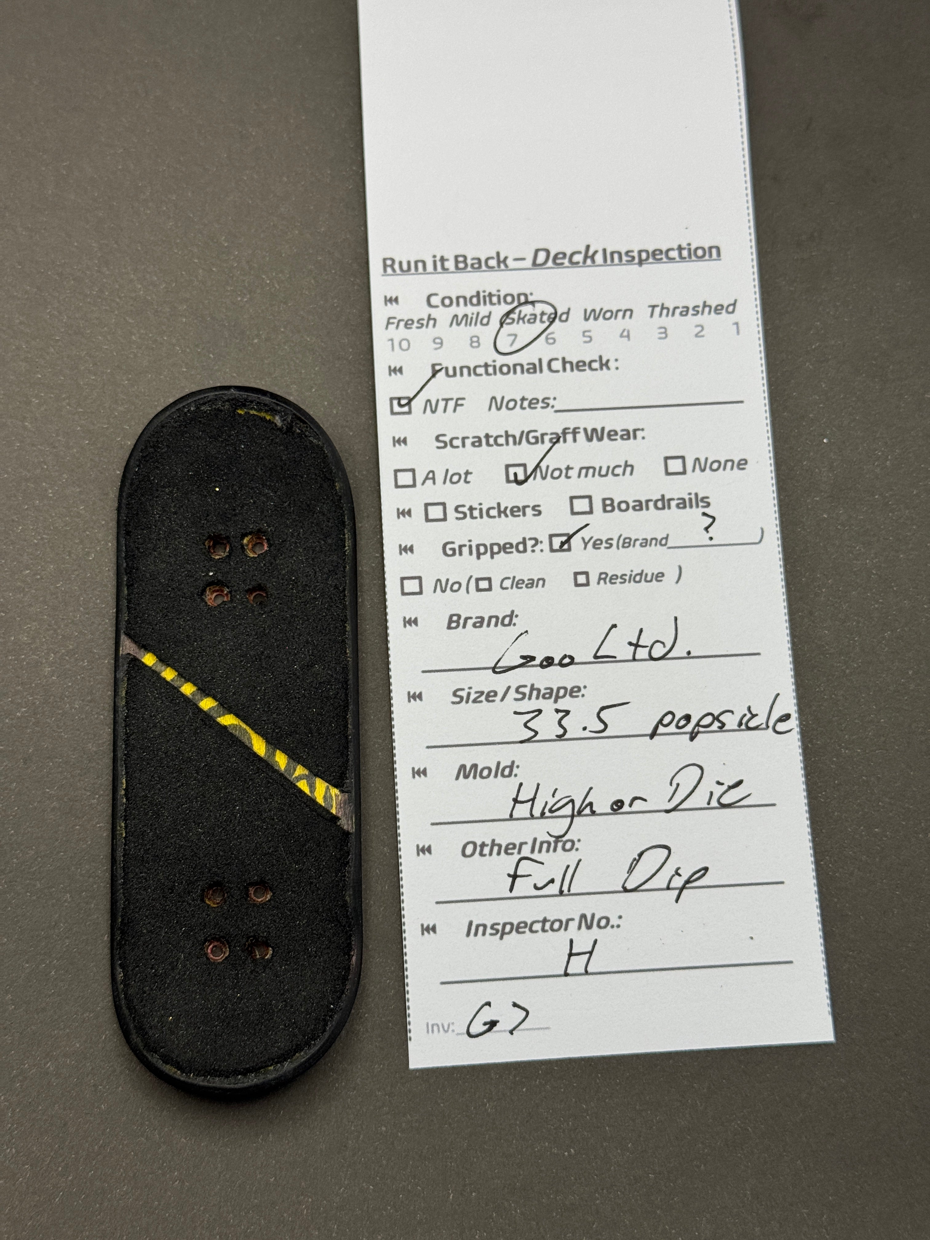Goo Ltd. 33.5mm Popsicle High or Dic - Skated - inspection card