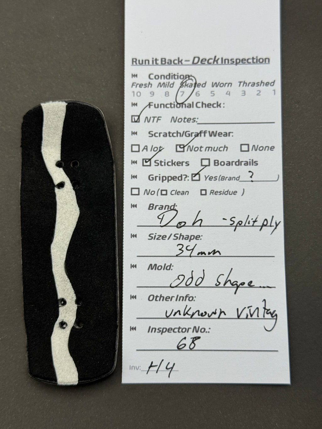Doh 34mm Odd Shape - Skated - inspection card