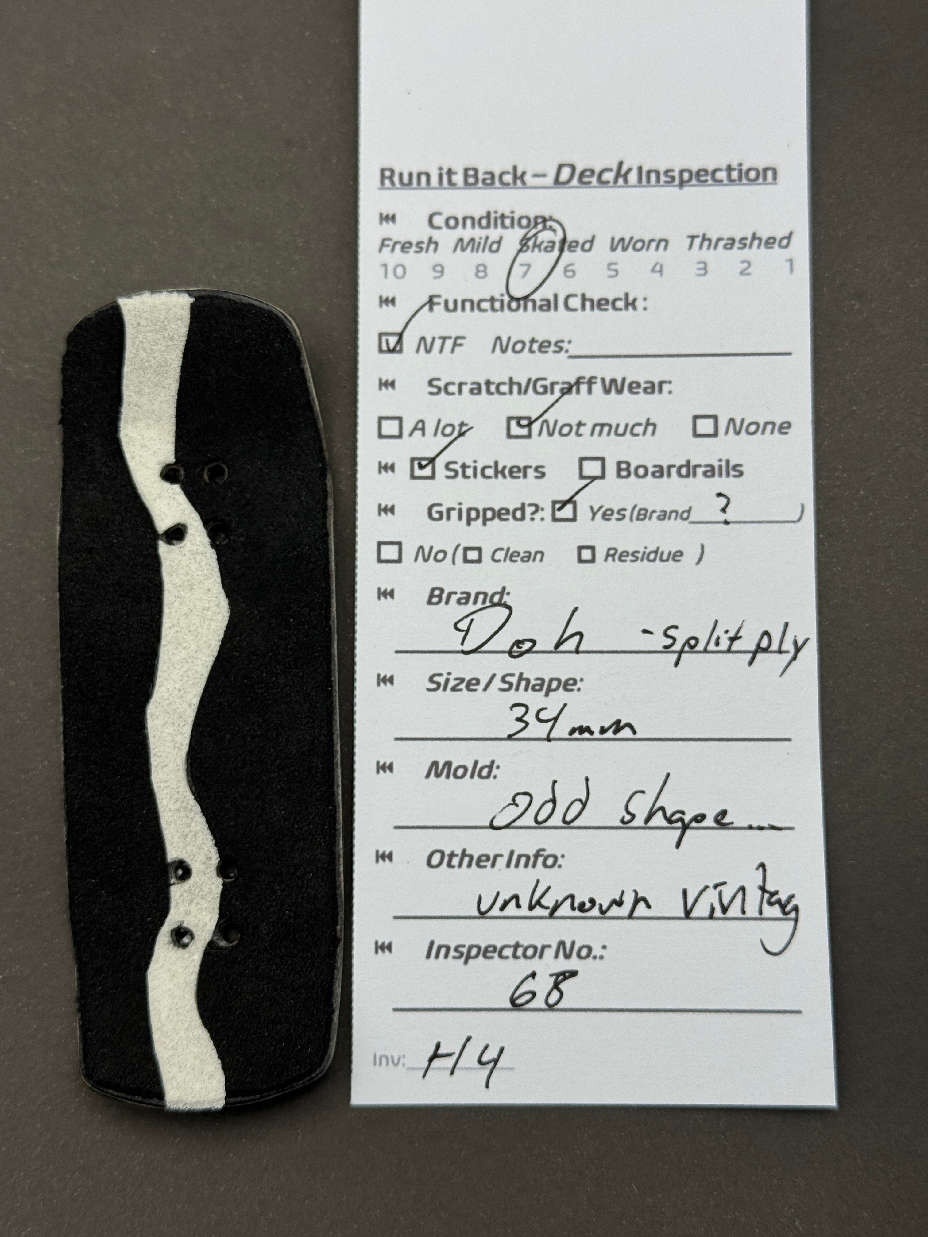 Doh 34mm Odd Shape - Skated - inspection card