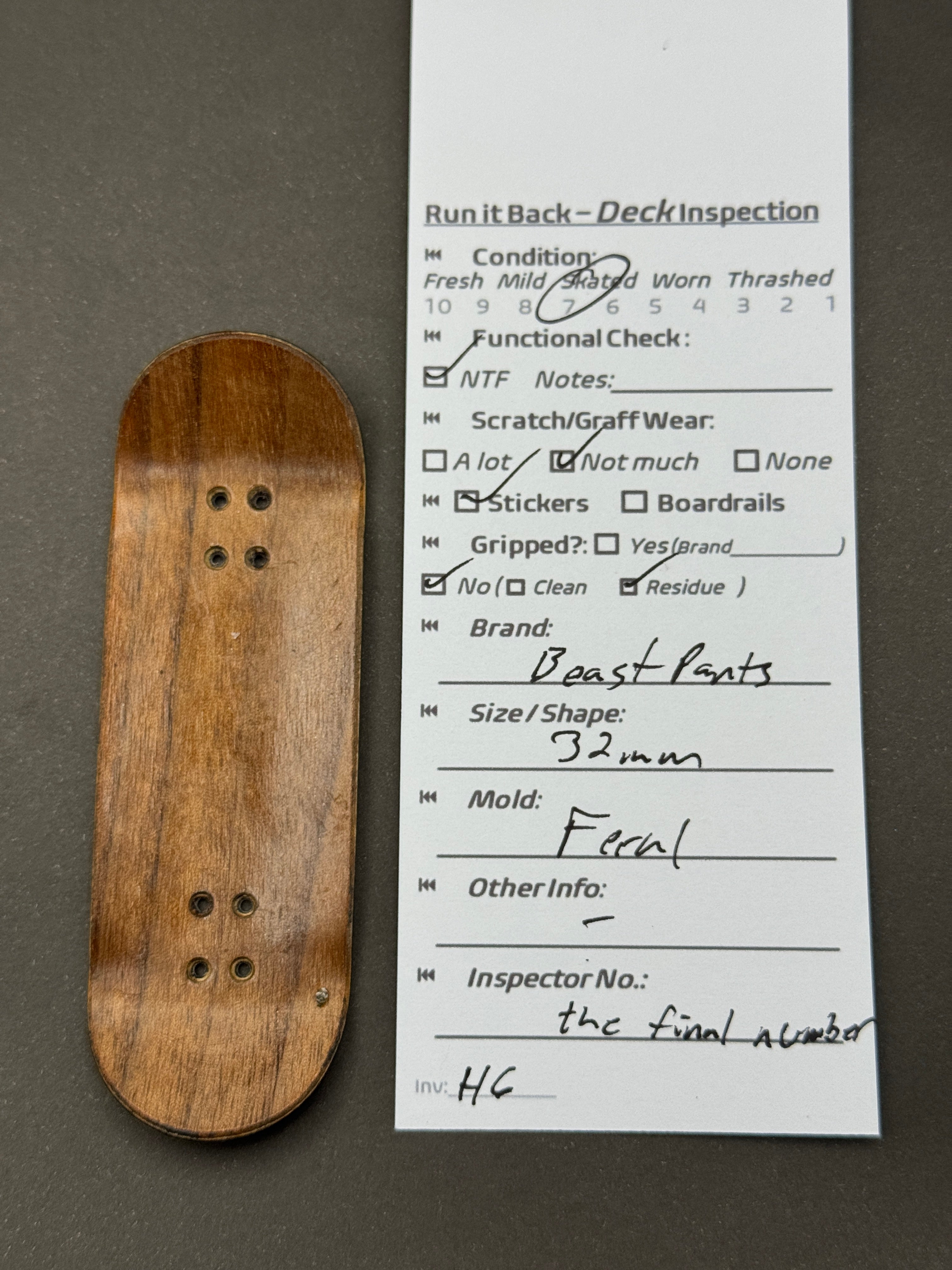 Beast Pants 32mm Feral - Skated - inspection card