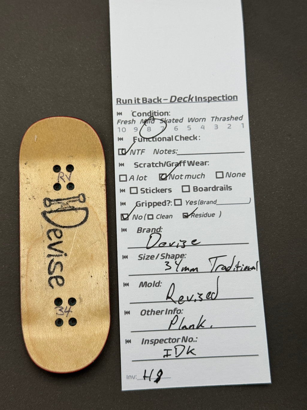 Devise 34mm Traditional Revised - Mild - inspection card