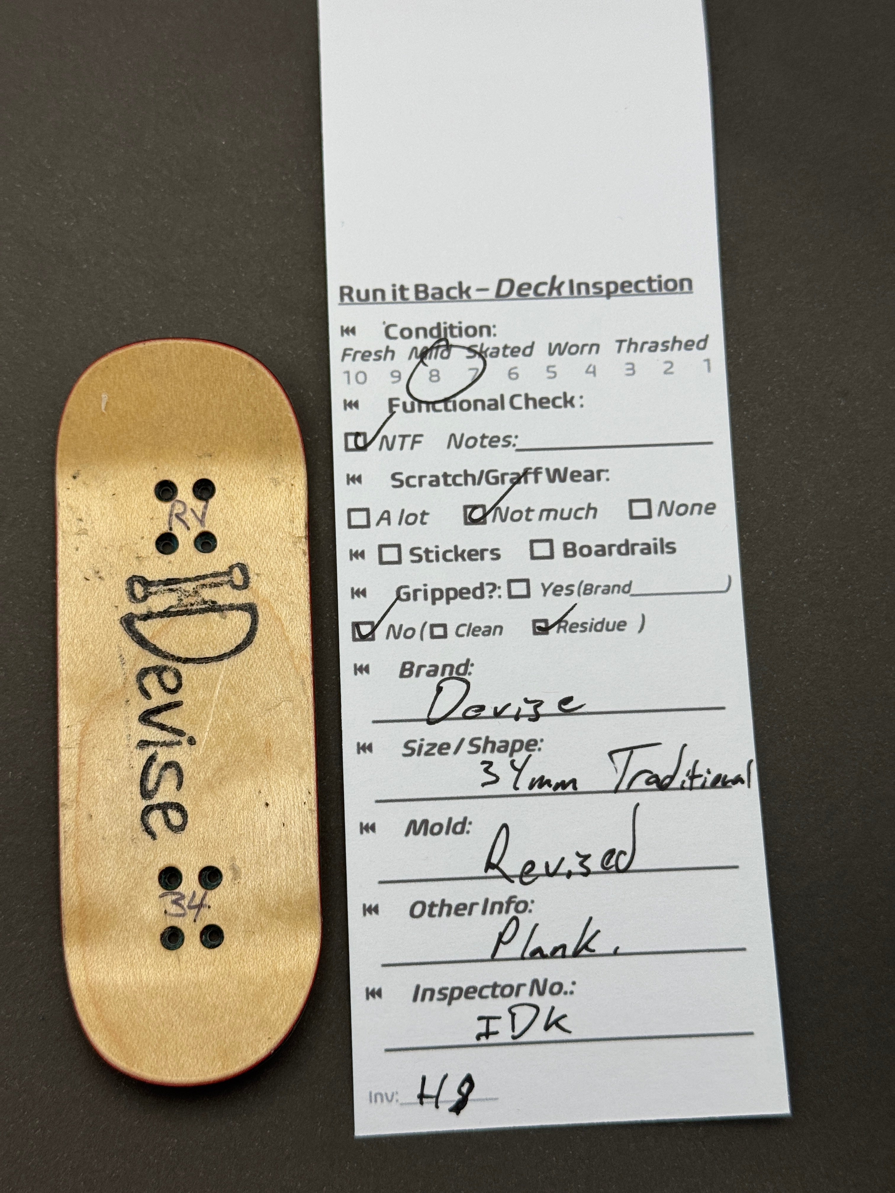 Devise 34mm Traditional Revised - Mild - inspection card