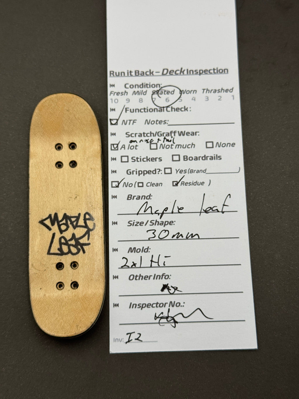 Maple Leaf 30mm 2x1 Hi - Skated - inspection card