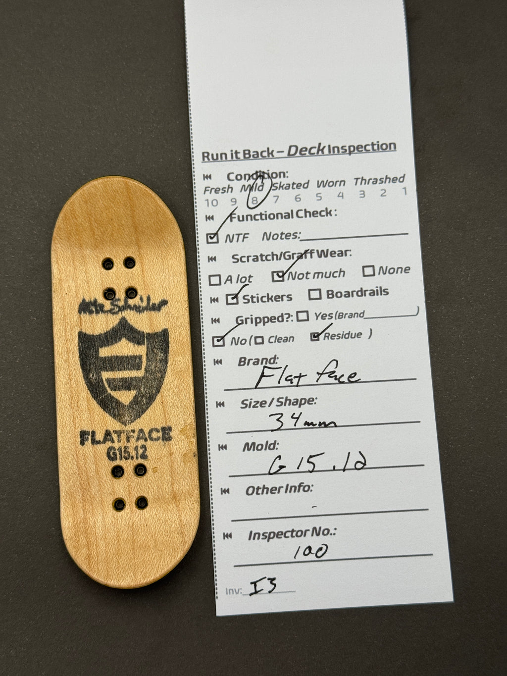 Flatface 34mm G15.12 - Mild - inspection card