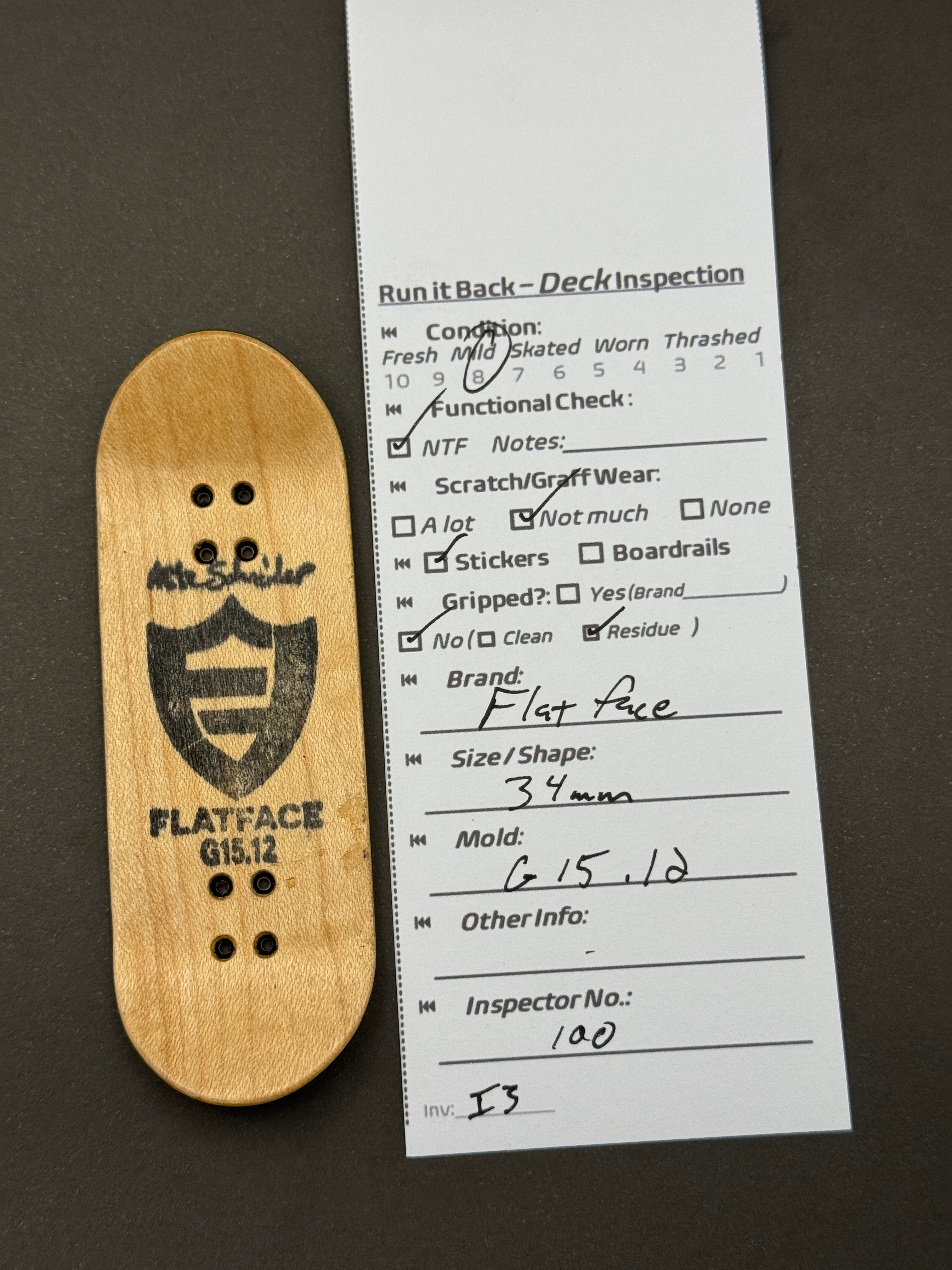 Flatface 34mm G15.12 - Mild - inspection card