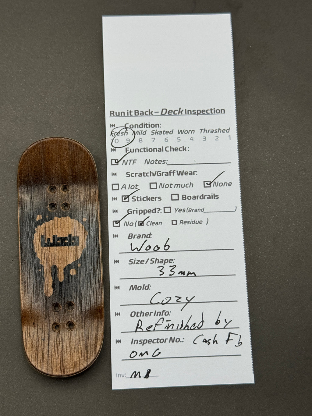 Woob 33mm Cozy - Fresh - inspection card and bottom
