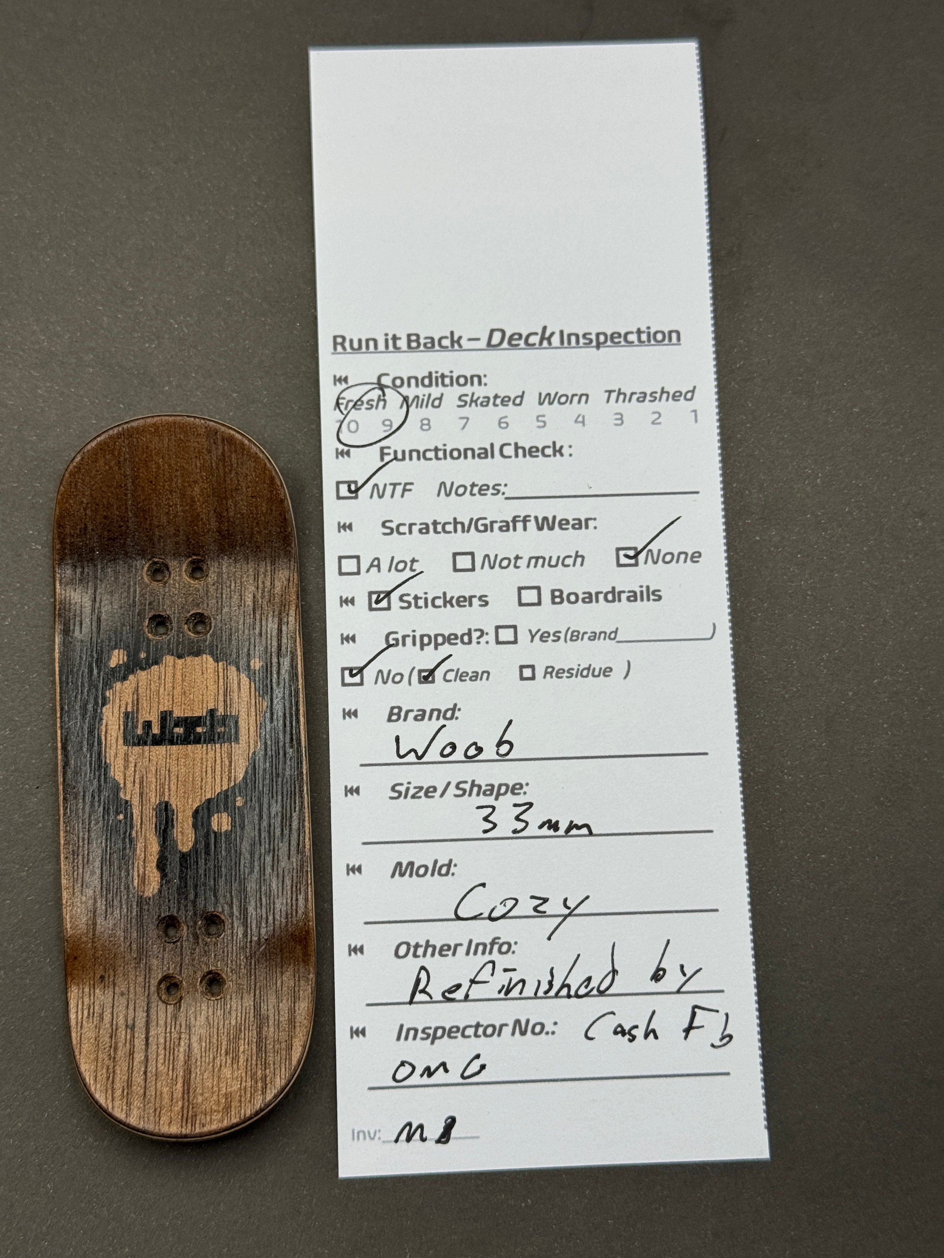 Woob 33mm Cozy - Fresh - inspection card and bottom